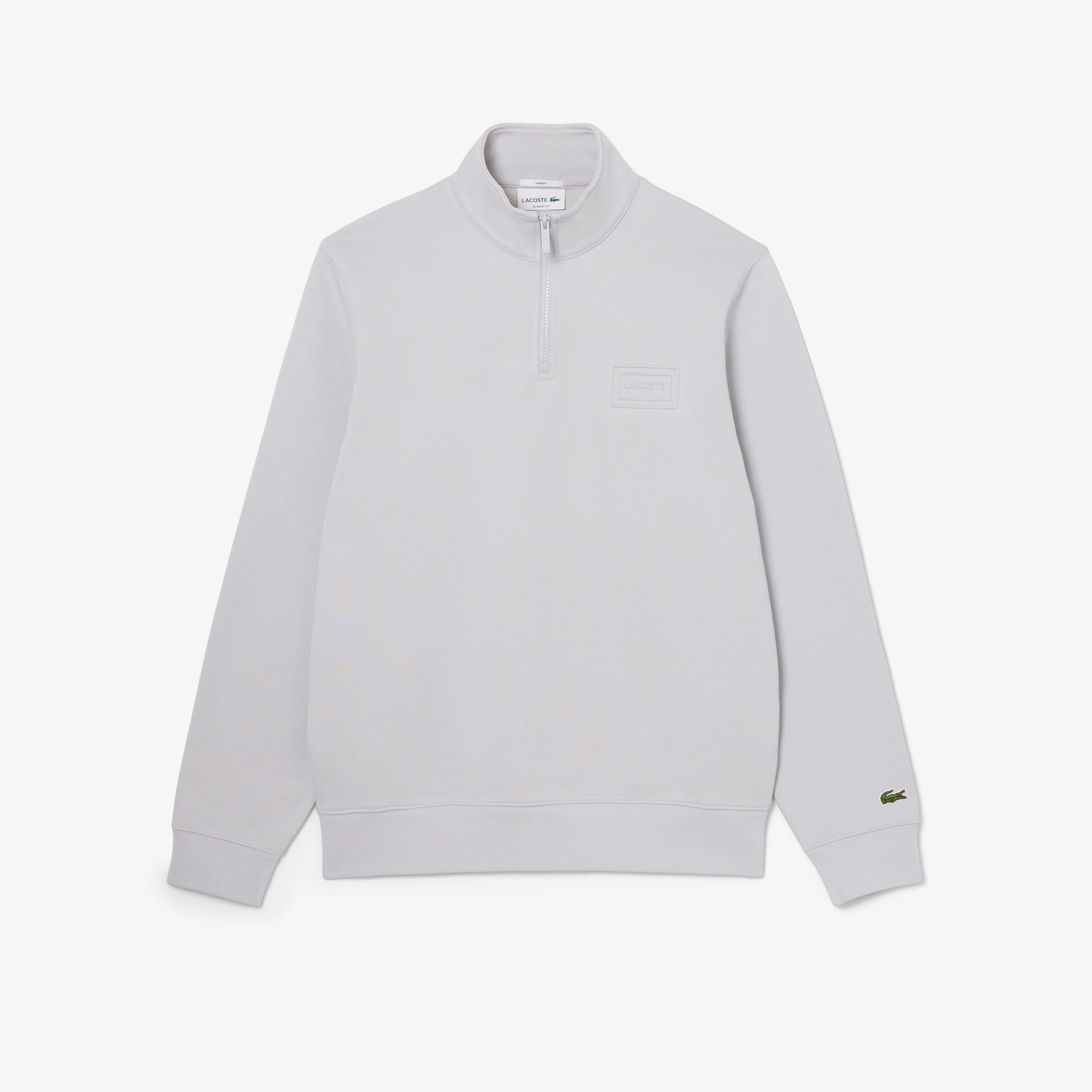 Lacoste Unisex Classic Fit Yarım Fermuarlı Gri Sweatshirt görsel 5