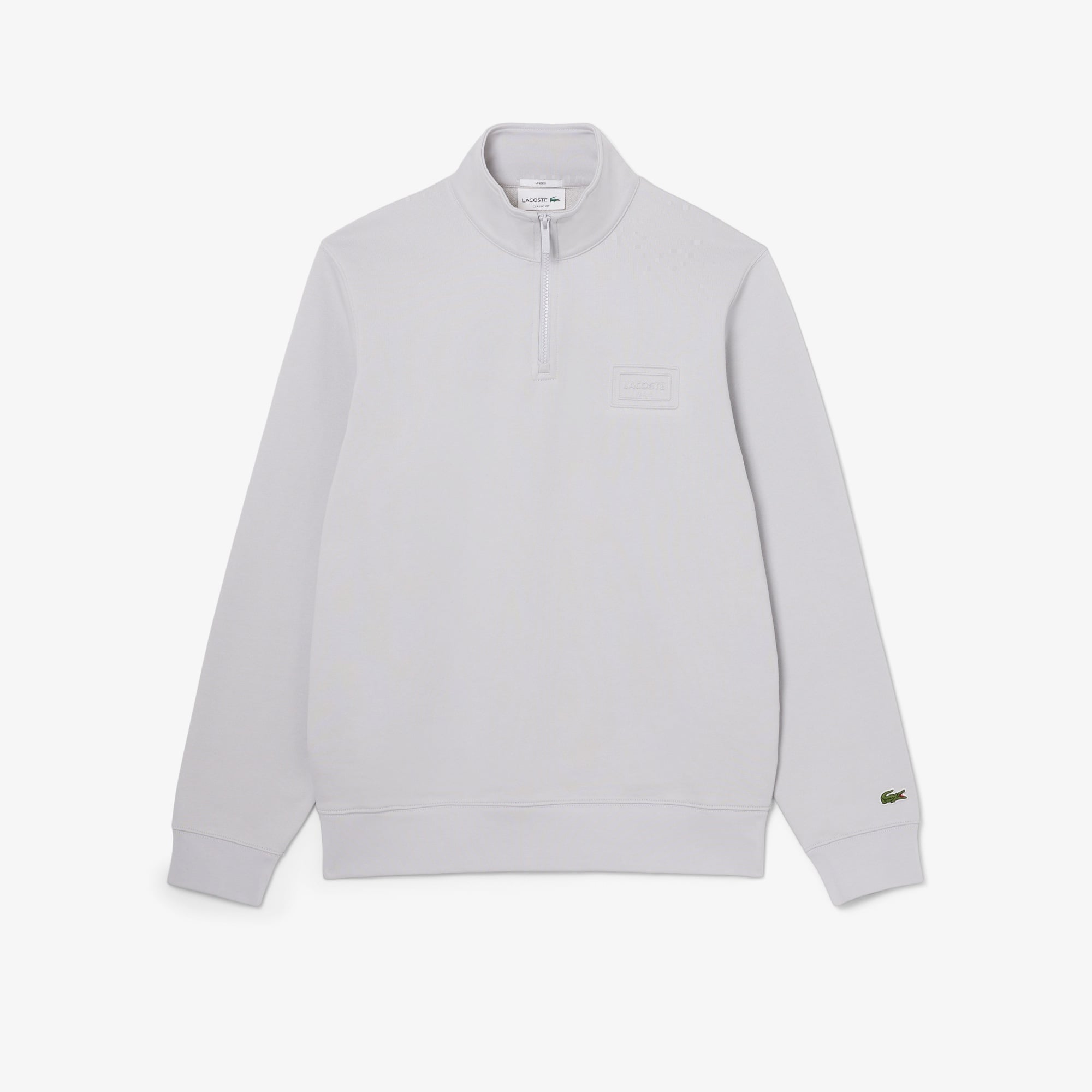 Unisex Classic Fit Yarım Fermuarlı Gri Sweatshirt