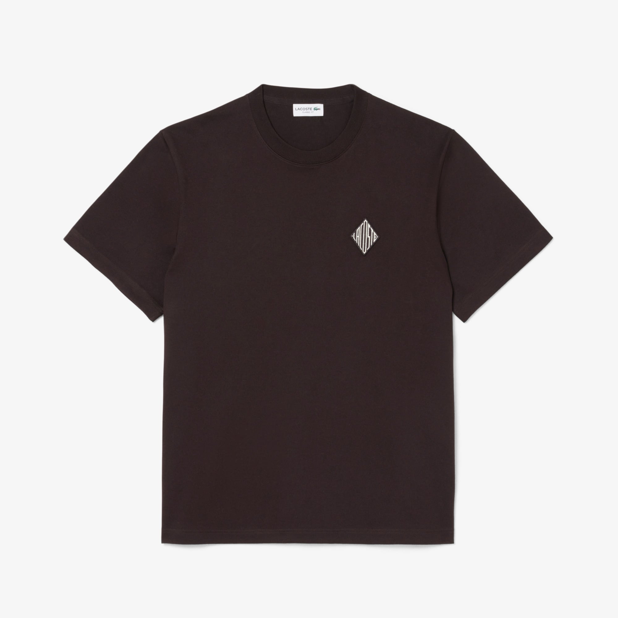 Lacoste Erkek Classic Fit Bisiklet Yaka Koyu Kahverengi T-Shirt görsel 5