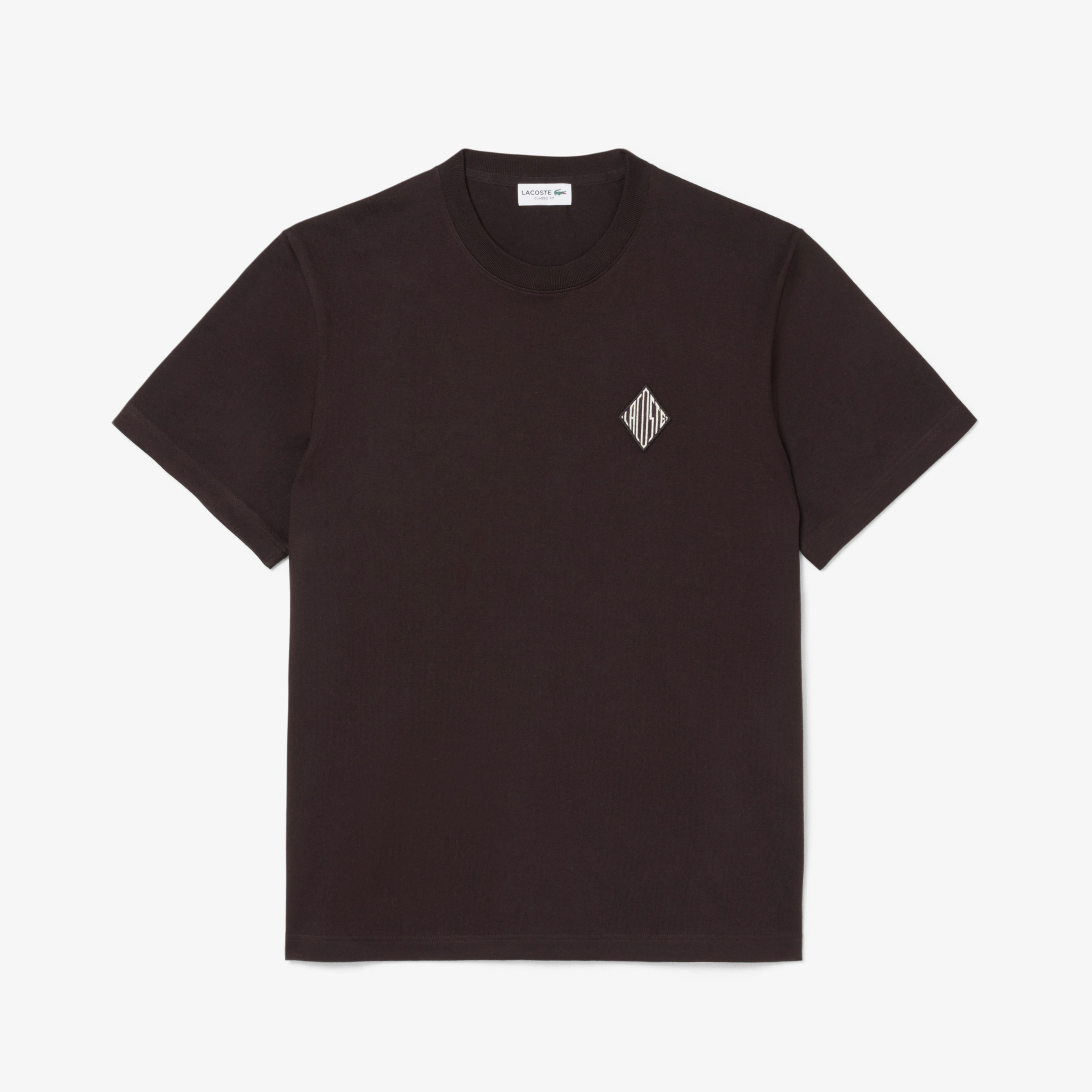 Erkek Classic Fit Bisiklet Yaka Koyu Kahverengi T-Shirt