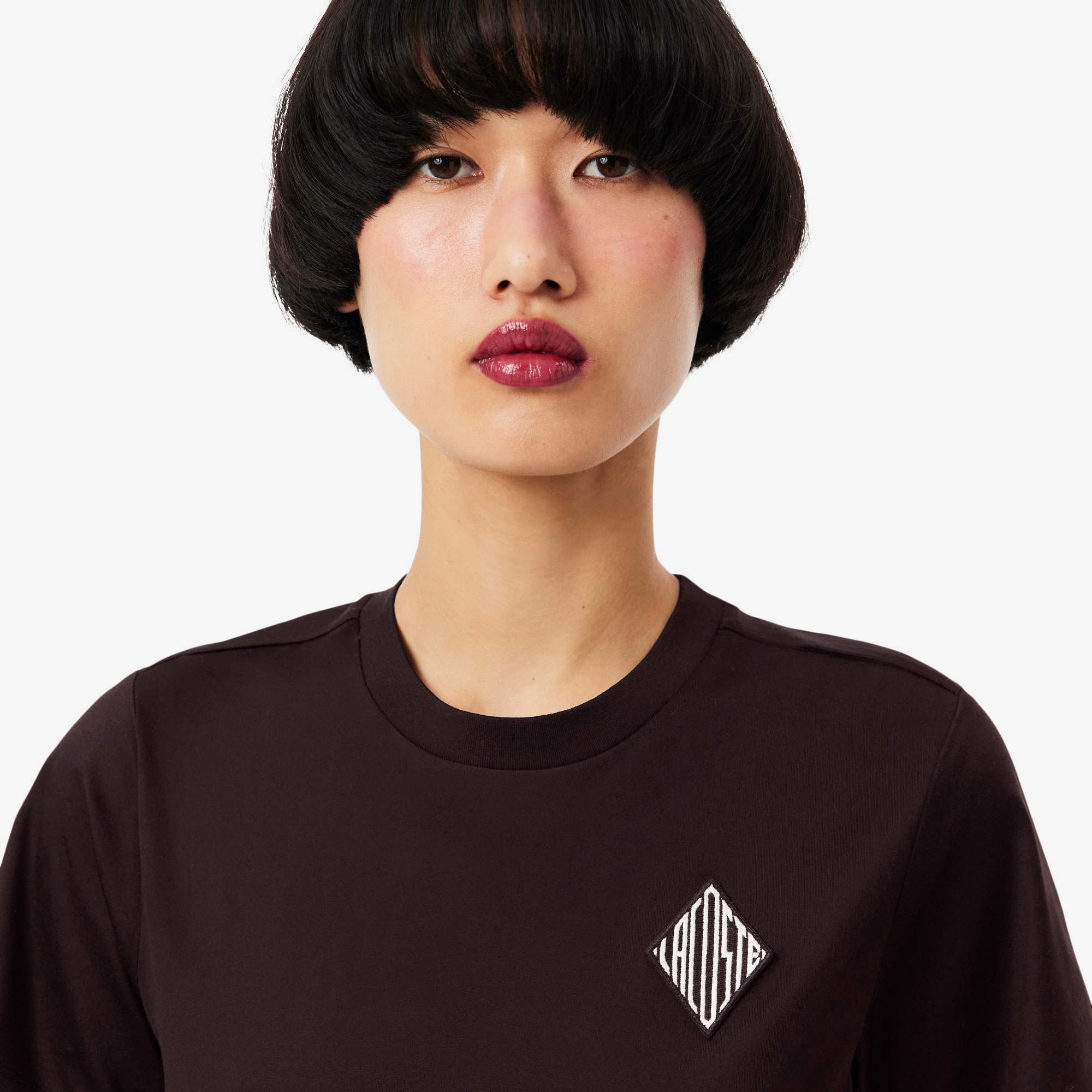 Kadın Regular Fit Bisiklet Yaka Koyu Kahverengi T-Shirt