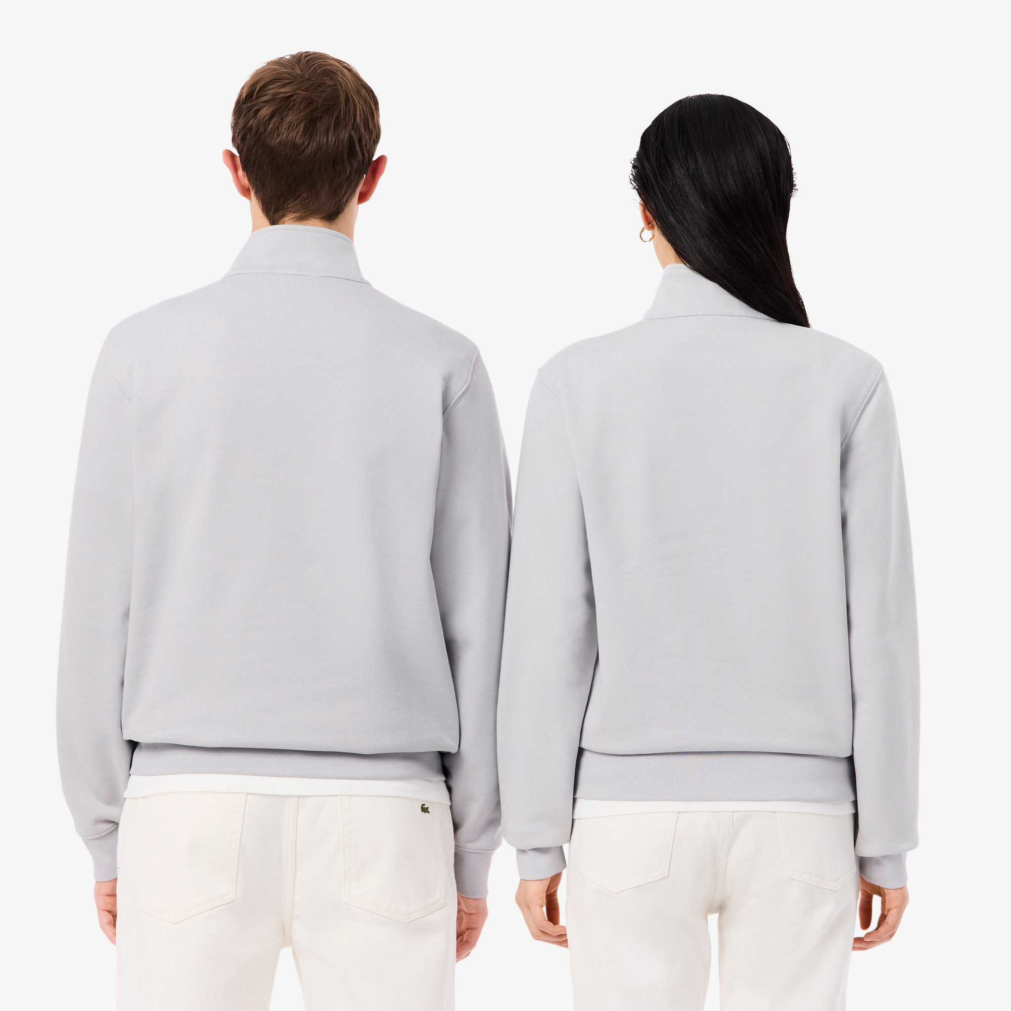 Lacoste Unisex Classic Fit Yarım Fermuarlı Gri Sweatshirt görsel 3