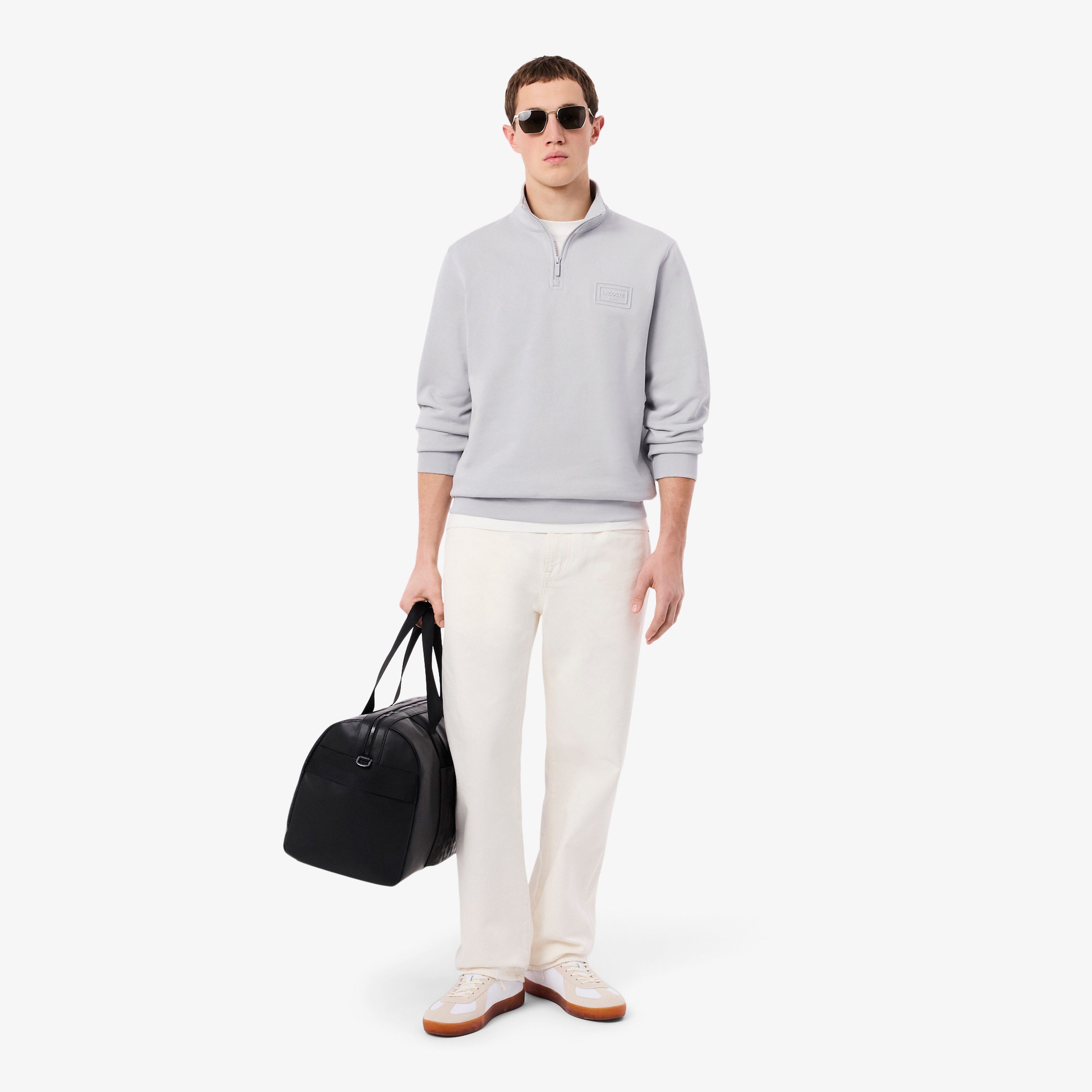 Unisex Classic Fit Yarım Fermuarlı Gri Sweatshirt Unisex Classic Fit Yarım Fermuarlı Gri Sweatshirt