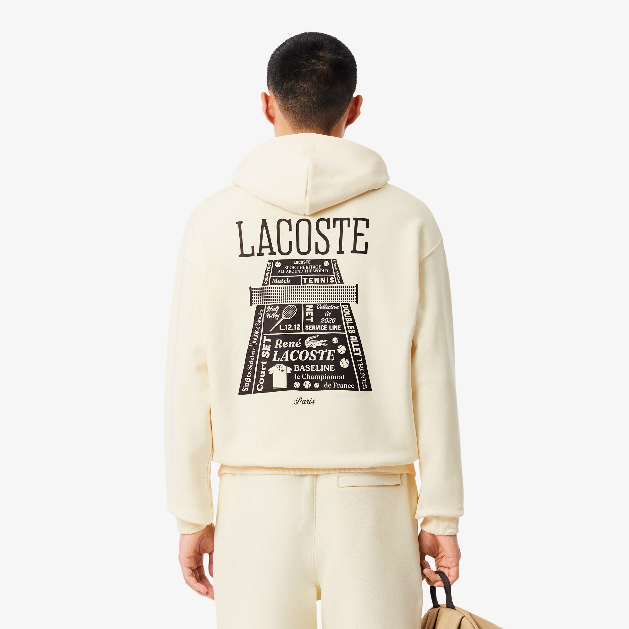 Lacoste Erkek Loose Fit Kapüşonlu Baskılı Sarı Sweatshirt görsel 3