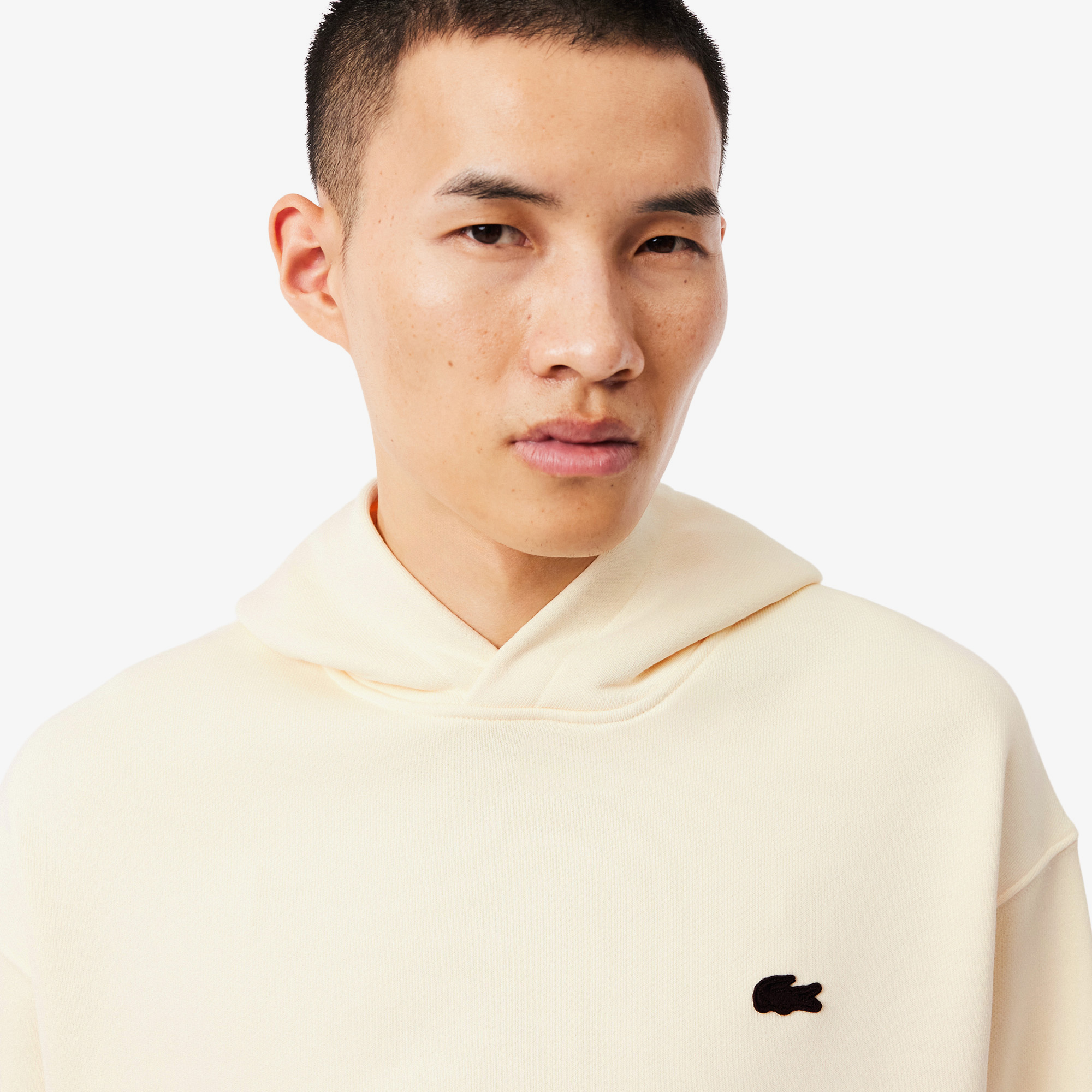 Lacoste Erkek Loose Fit Kapüşonlu Baskılı Sarı Sweatshirt görsel 2
