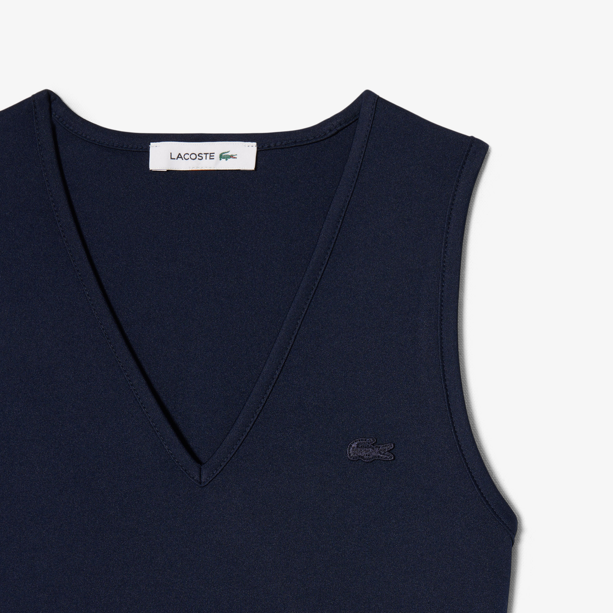 Lacoste Kadın Regular Fit Kolsuz V Yaka Lacivert Elbise görsel 6