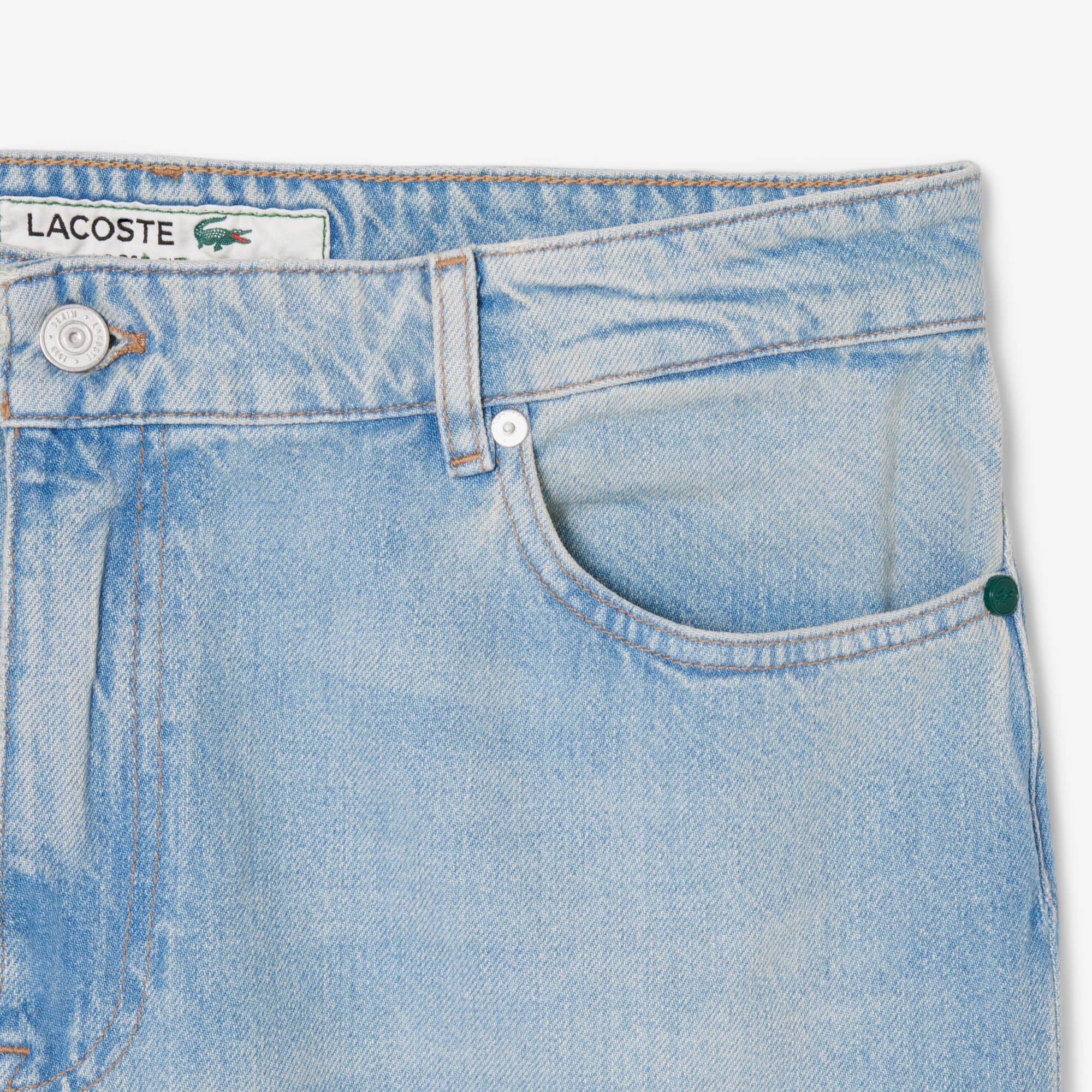 Lacoste Erkek Loose Fit Mavi Jean Pantolon görsel 7