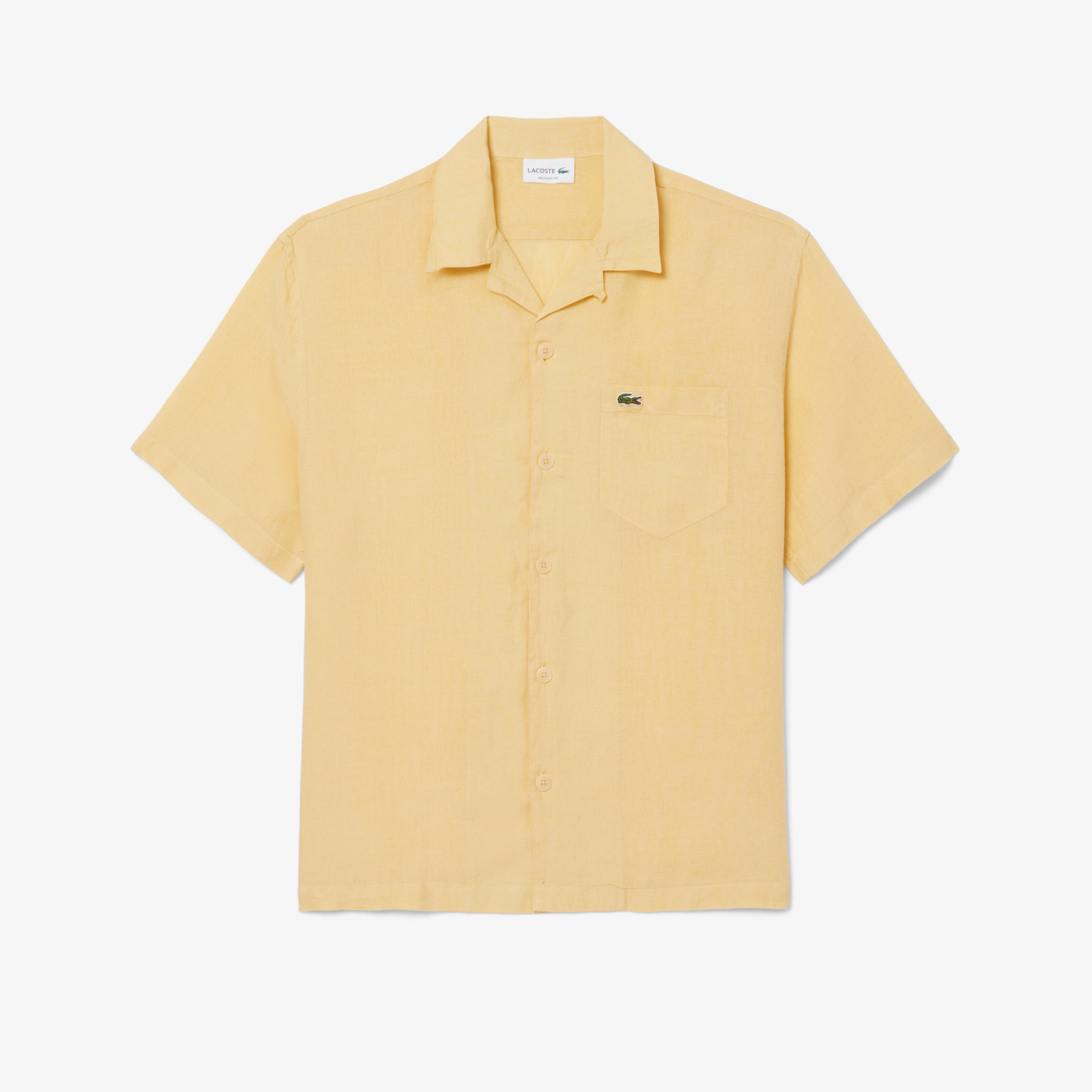 Lacoste Erkek Relaxed Fit Kısa Kollu Keten Bej Gömlek görsel 4