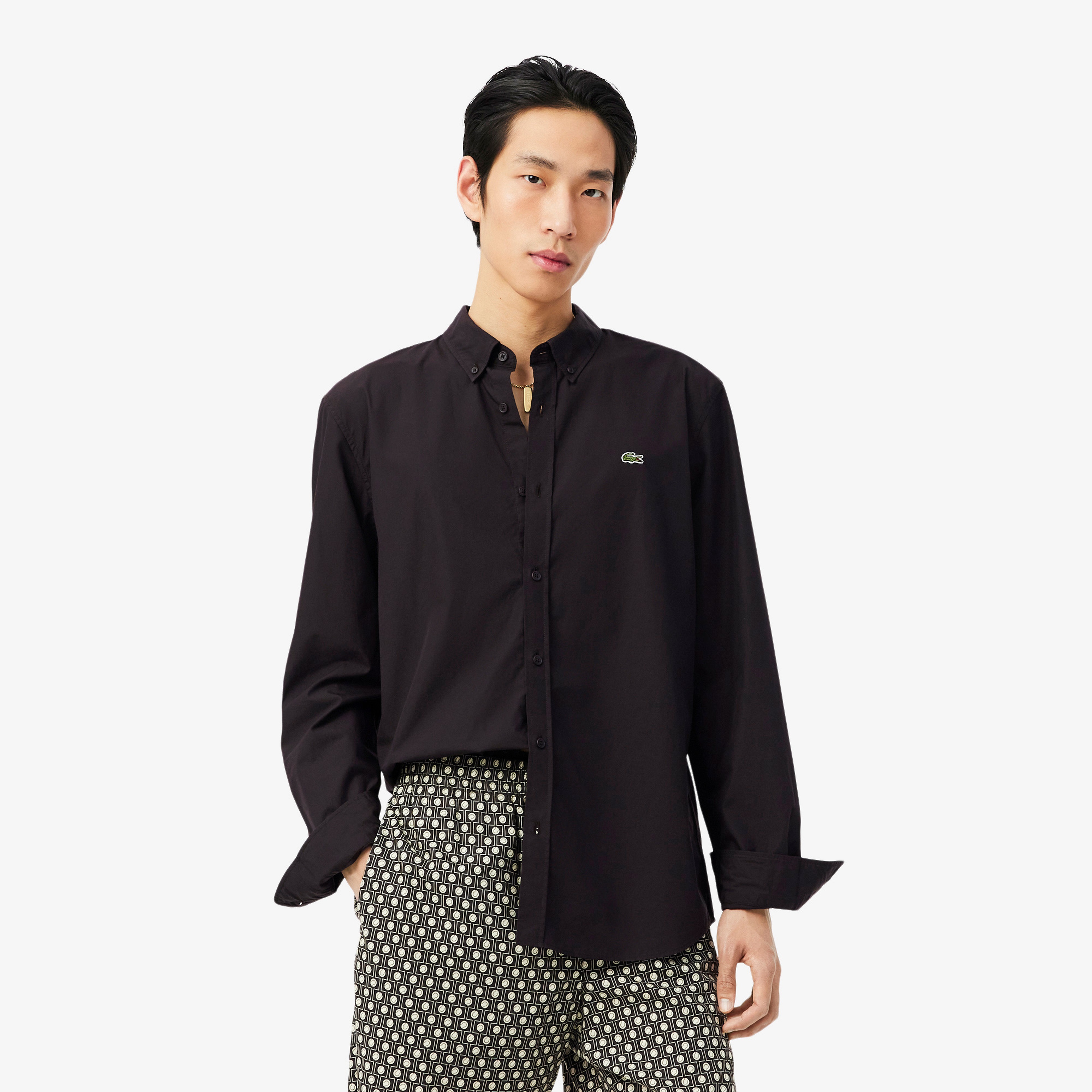 Erkek Regular Fit Düğmeli Yaka Kahverengi Gömlek Erkek Regular Fit Düğmeli Yaka Kahverengi Gömlek