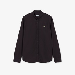 Erkek Regular Fit Düğmeli Yaka Kahverengi Gömlek Kahverengi