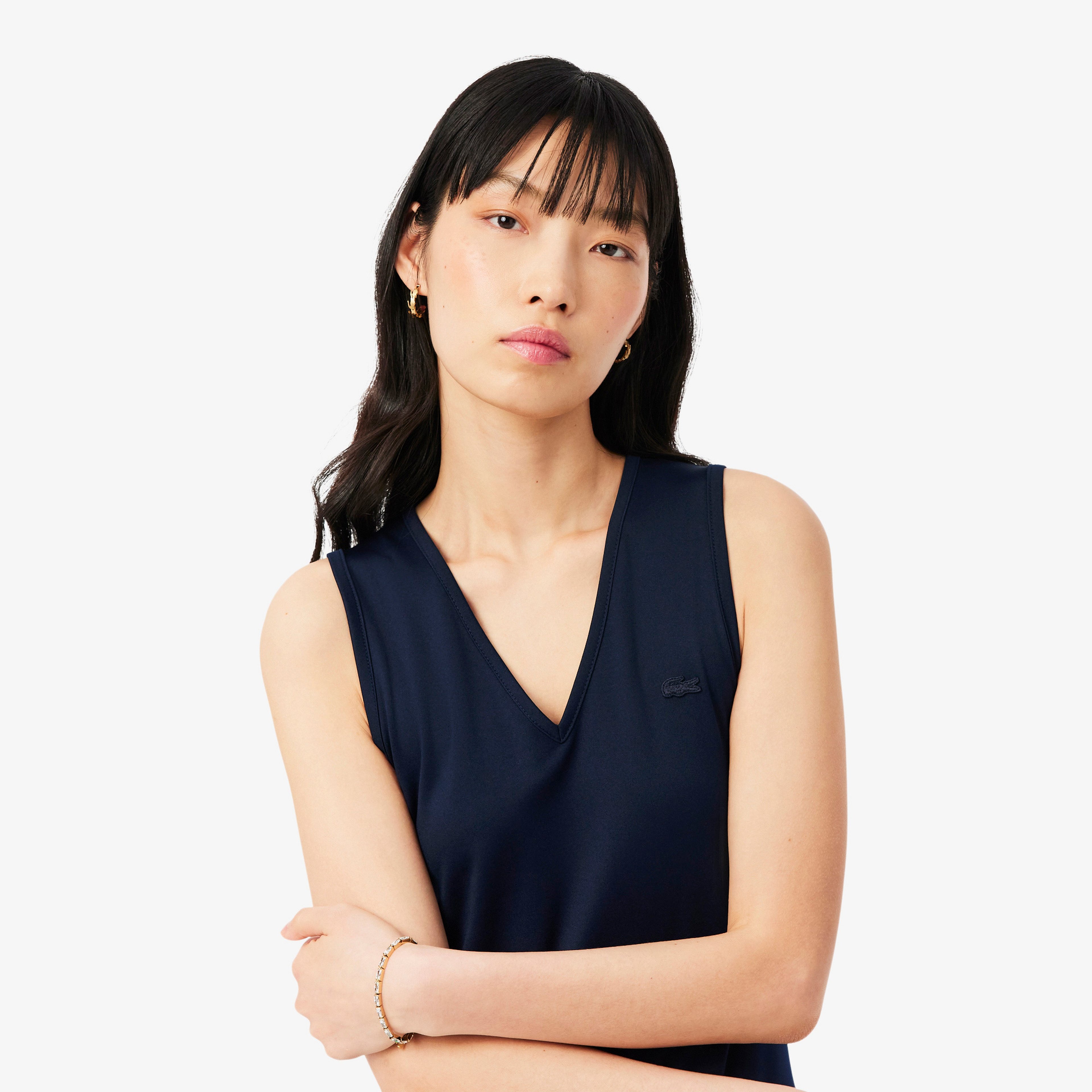 Kadın Regular Fit Kolsuz V Yaka Lacivert Elbise