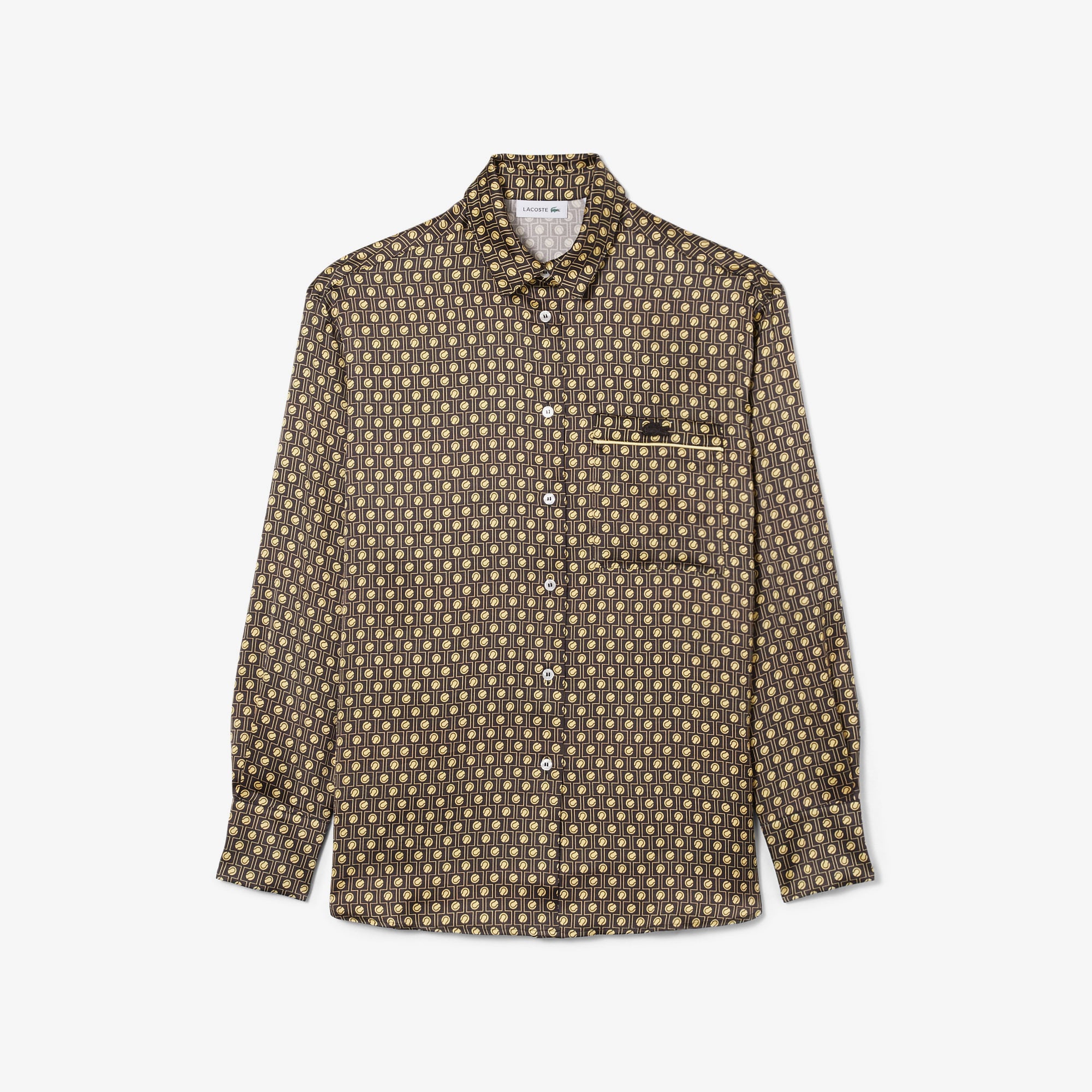 Lacoste Kadın Oversize Fit Desenli Kahverengi Gömlek görsel 5
