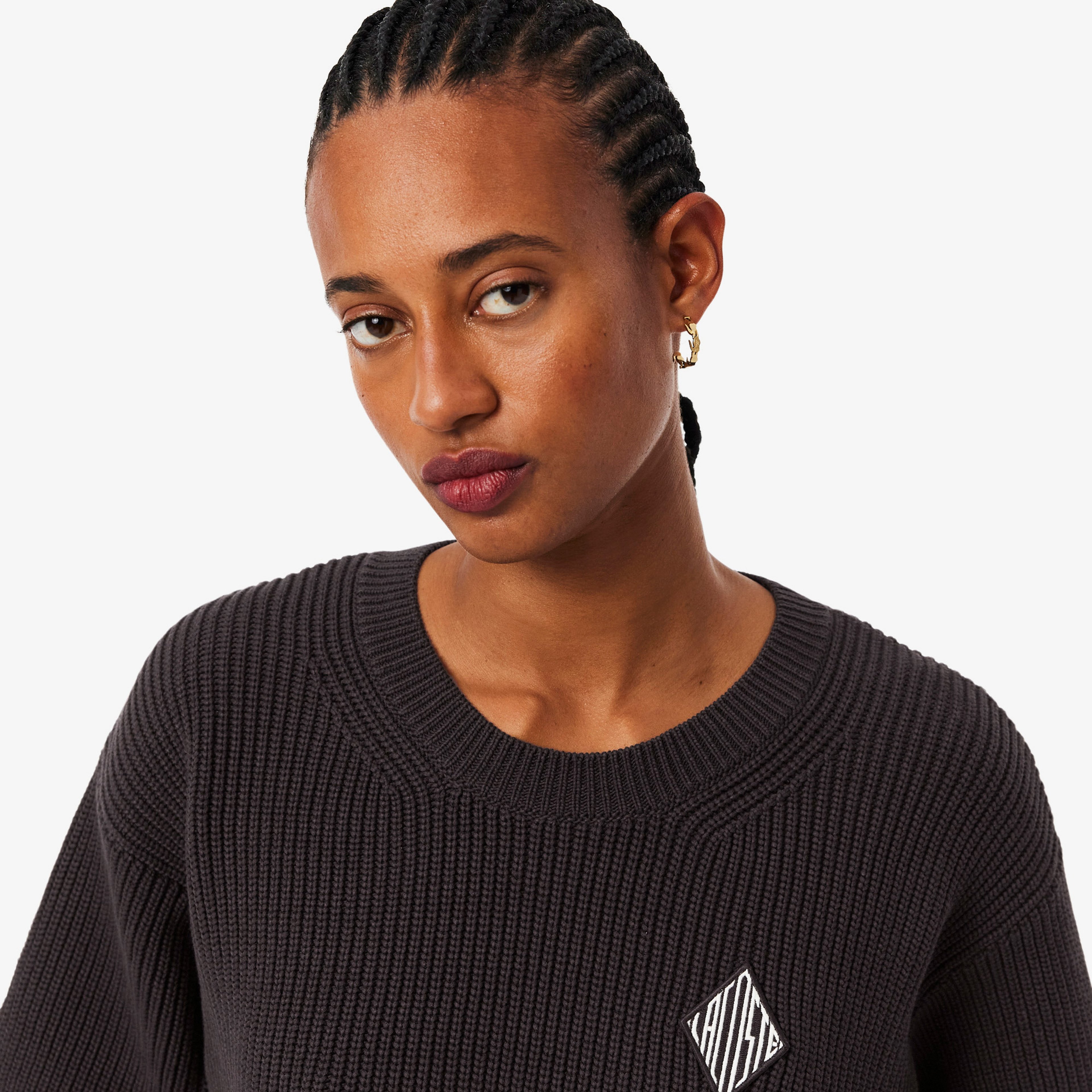 Kadın Loose Fit Bisiklet Yaka Kahverengi Kazak