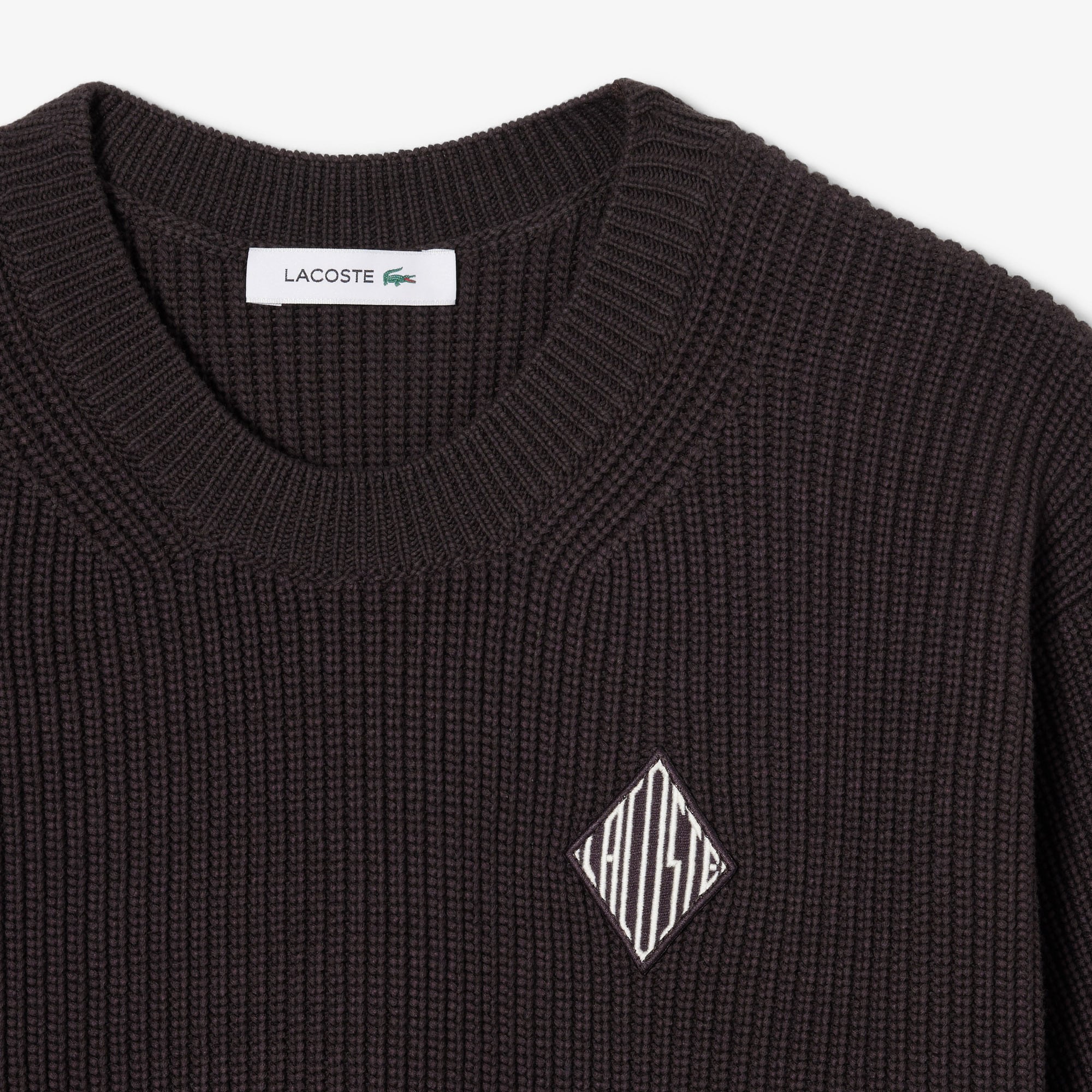 Lacoste Kadın Loose Fit Bisiklet Yaka Kahverengi Kazak görsel 5