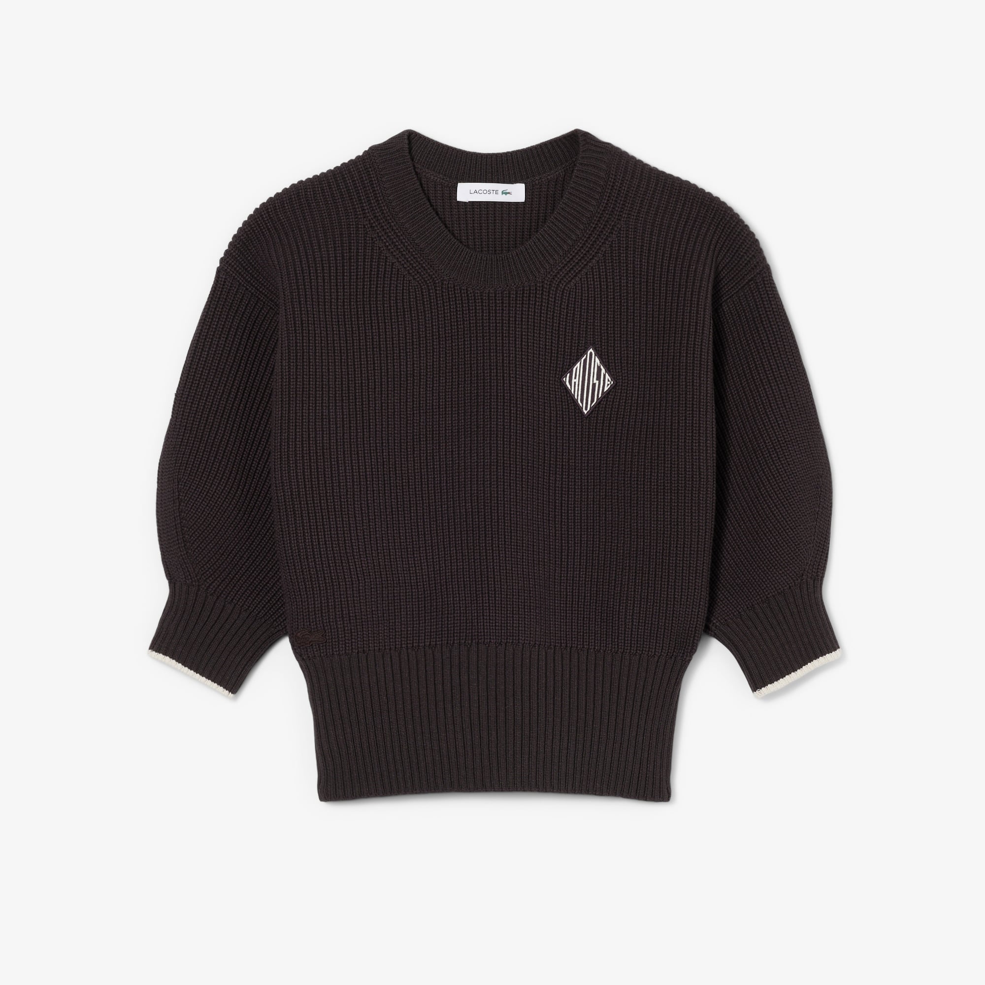 Lacoste Kadın Loose Fit Bisiklet Yaka Kahverengi Kazak görsel 4