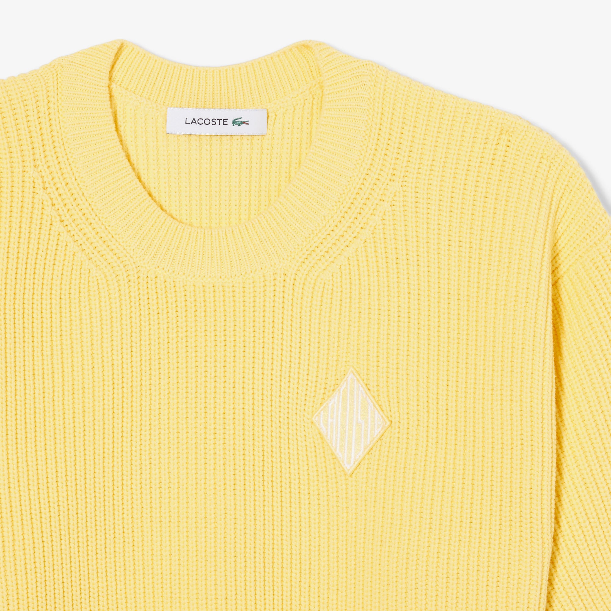 Lacoste Kadın Loose Fit Bisiklet Yaka Sarı Kazak görsel 6