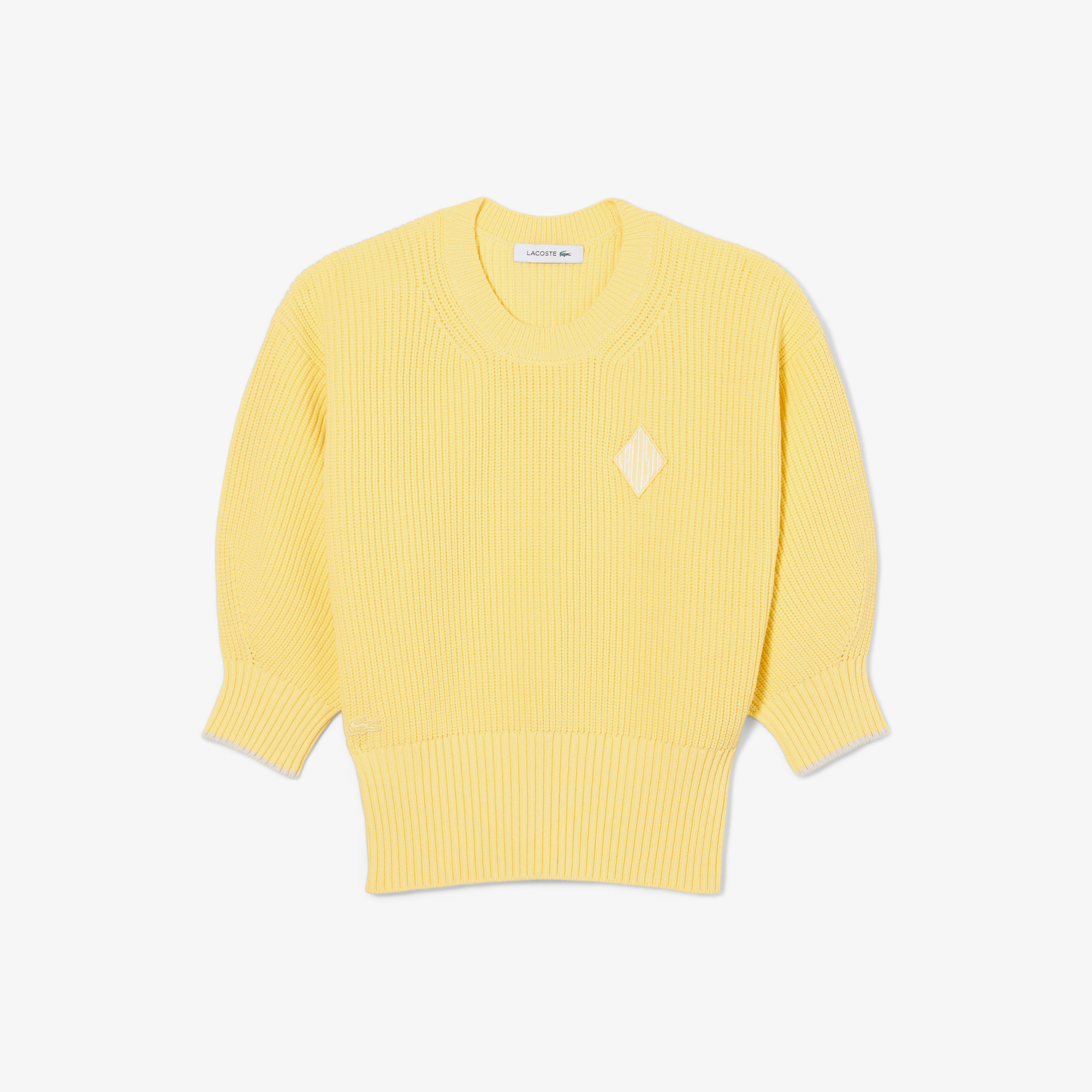 Lacoste Kadın Loose Fit Bisiklet Yaka Sarı Kazak görsel 5