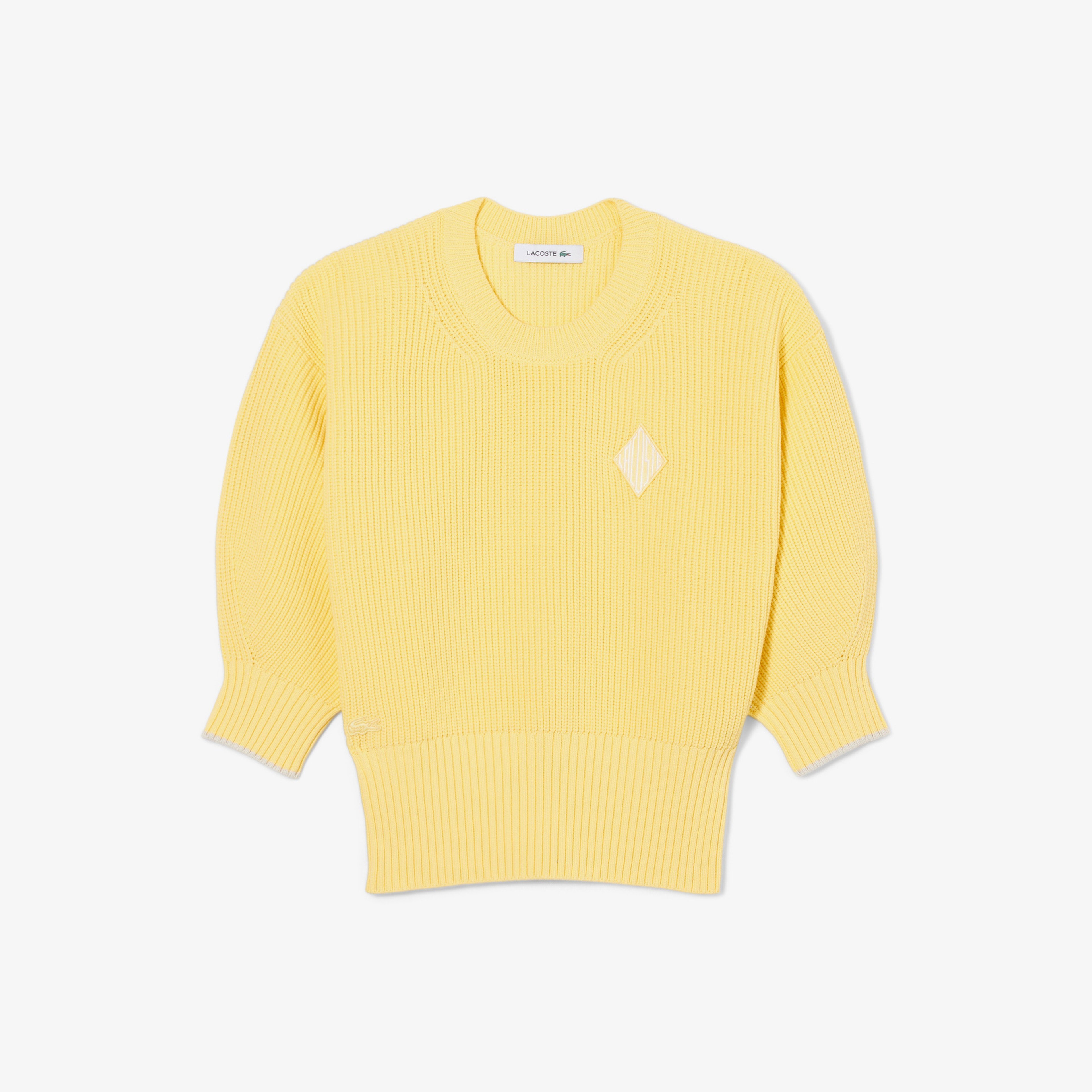 Kadın Loose Fit Bisiklet Yaka Sarı Kazak