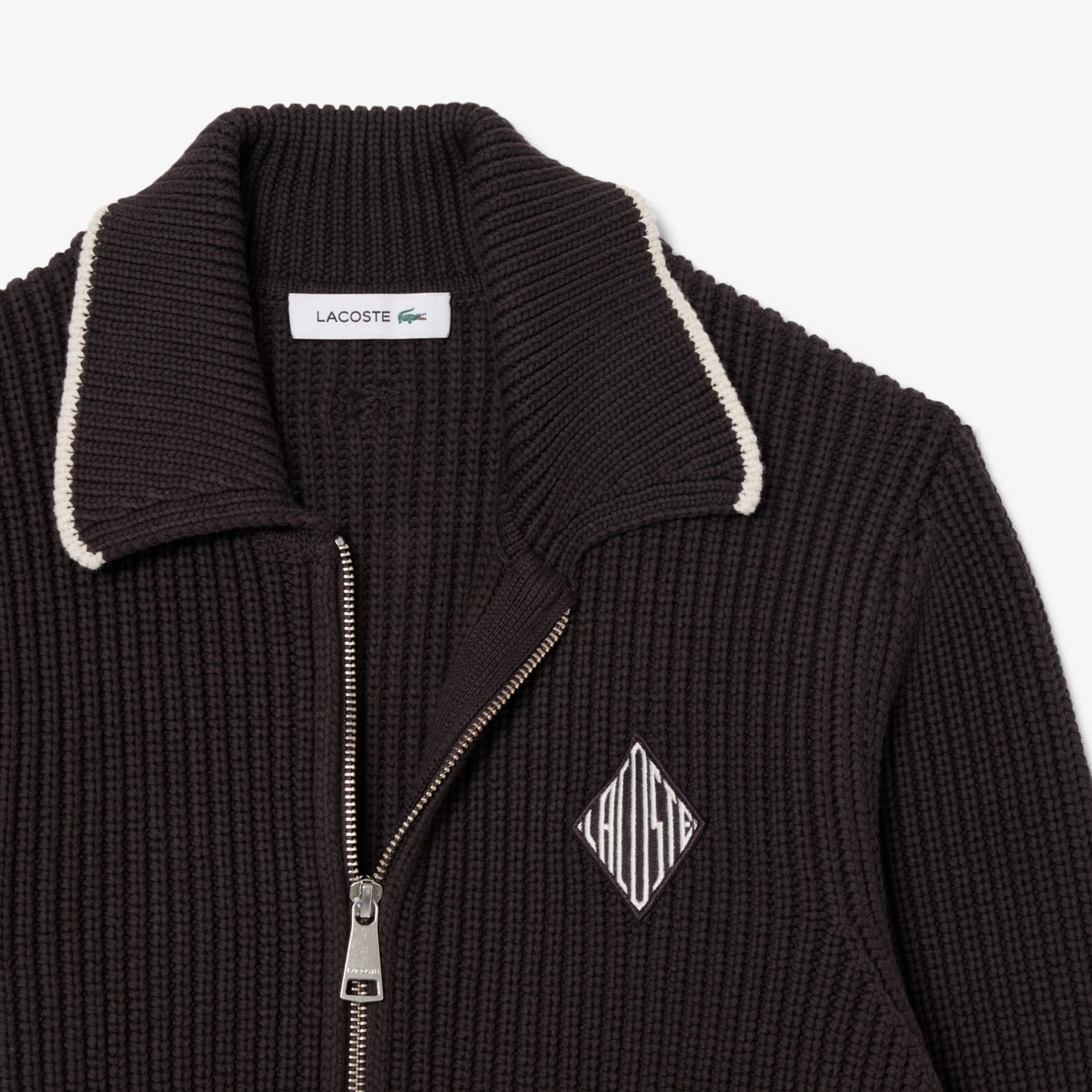 Lacoste Kadın Loose Fit Fermuarlı Kahverengi Hırka görsel 6