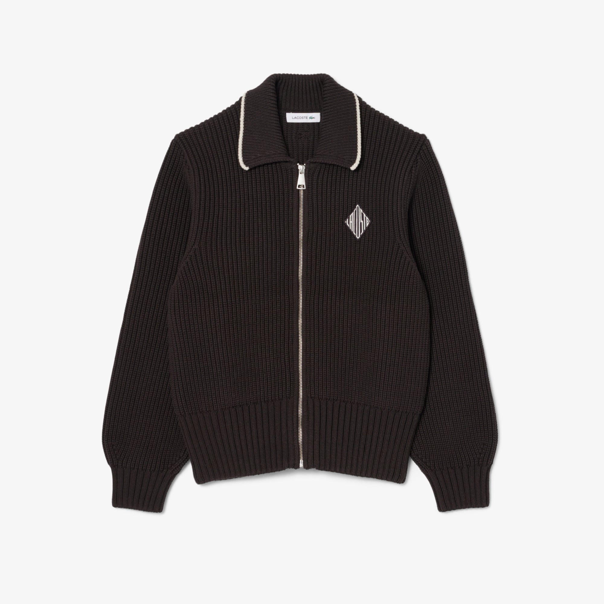 Lacoste Kadın Loose Fit Fermuarlı Kahverengi Hırka görsel 5