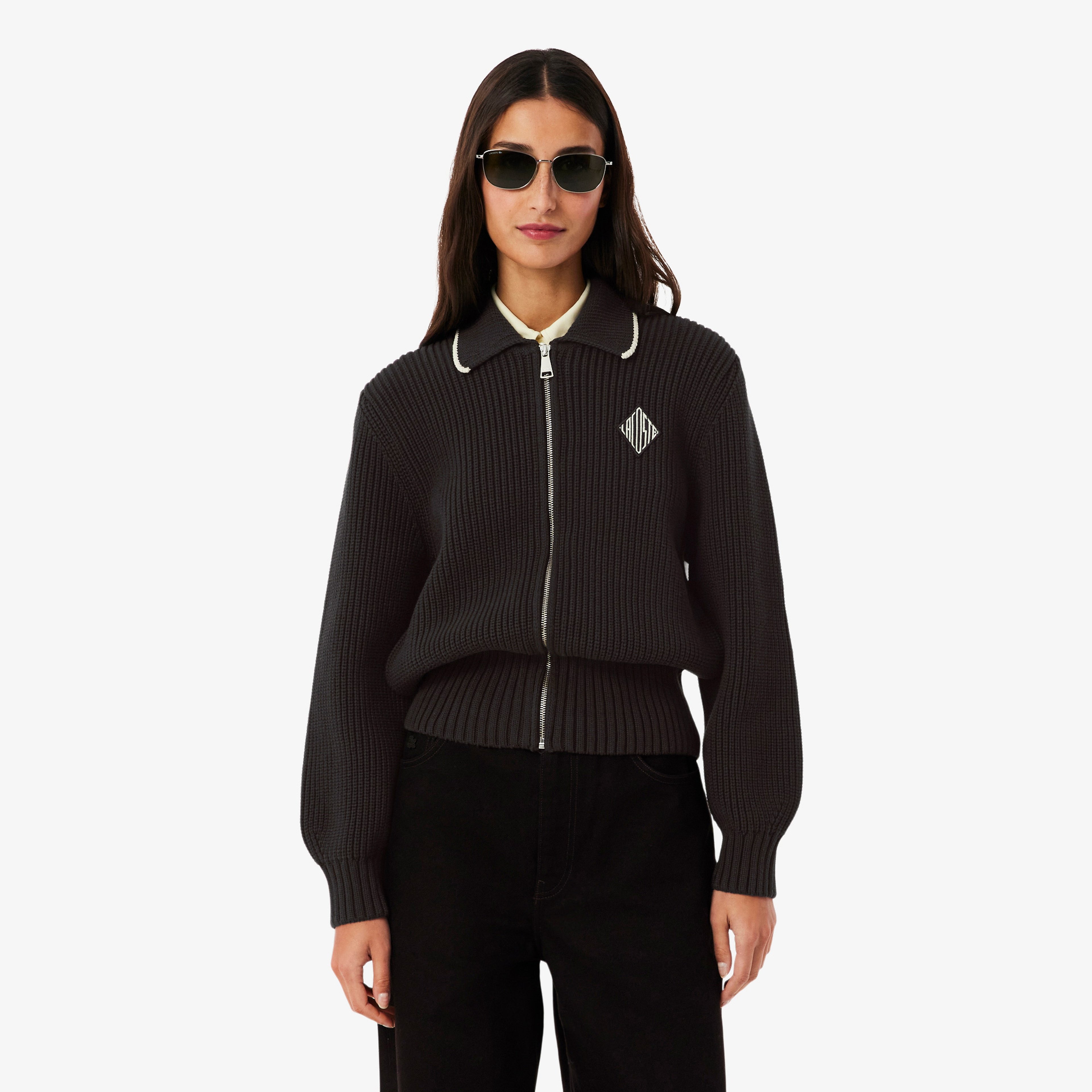 Kadın Loose Fit Fermuarlı Kahverengi Hırka