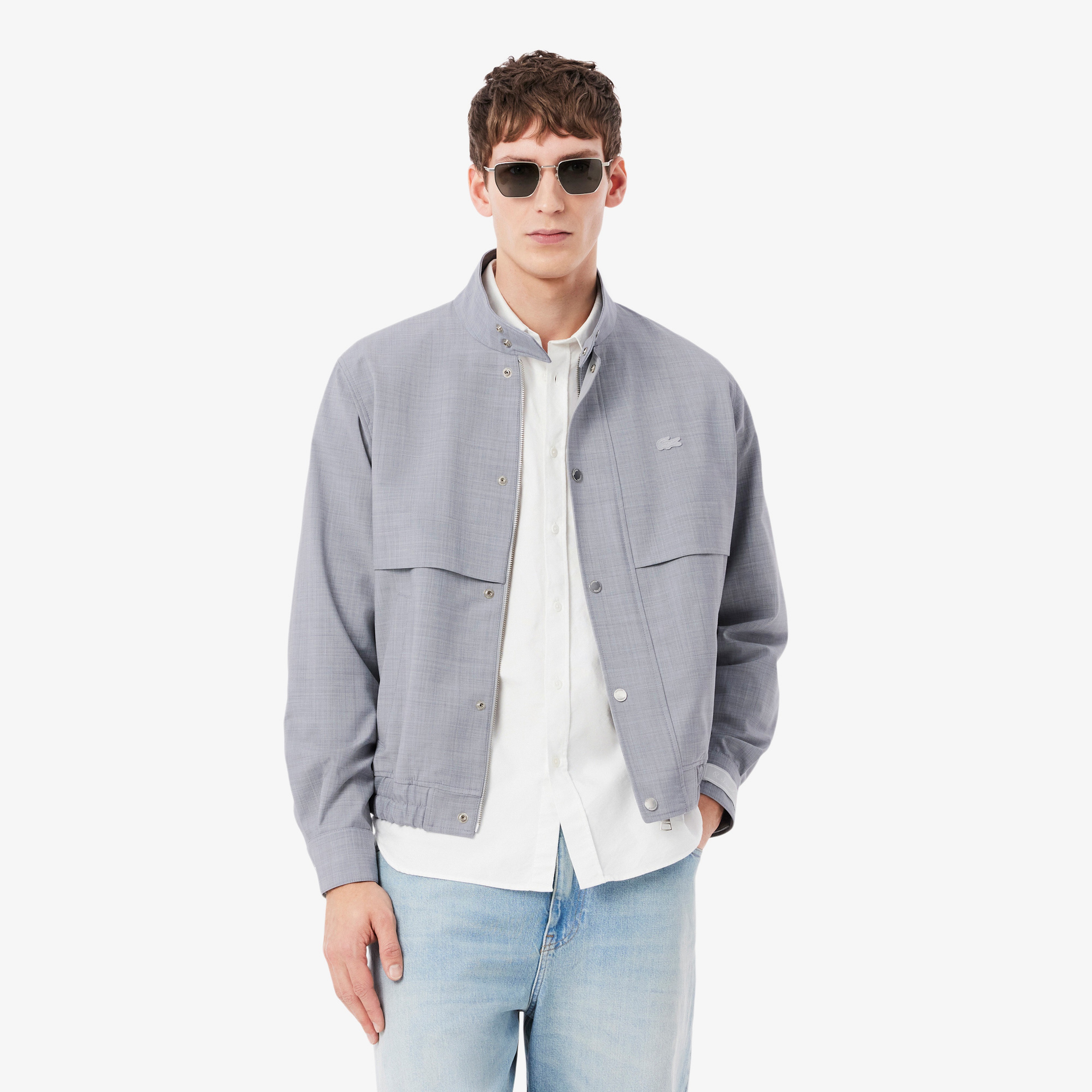 Erkek Dik Yaka Gri Ceket