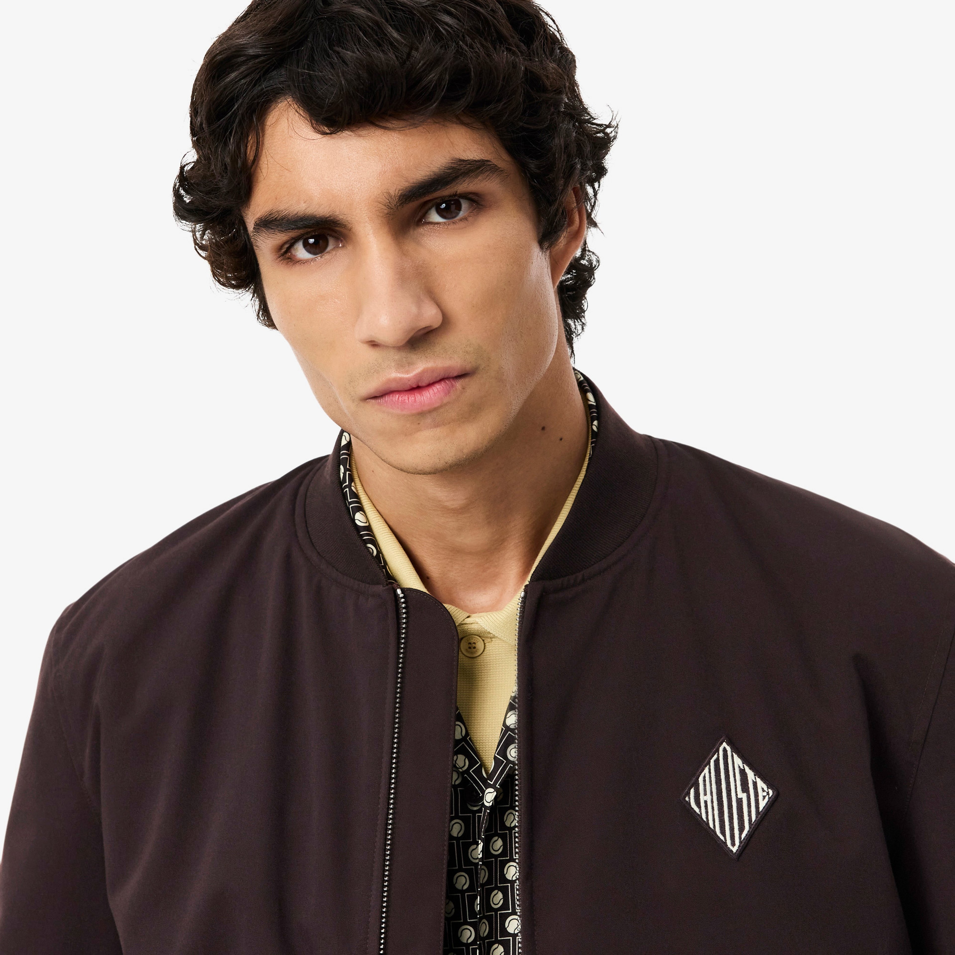 Erkek Hakim Yaka Koyu Kahverengi Bomber Ceket