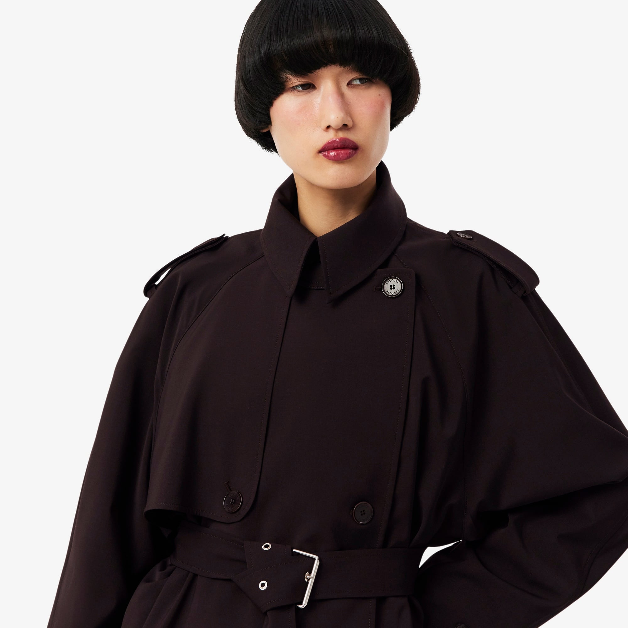 Kadın Oversize Fit Koyu Kahverengi Trençkot