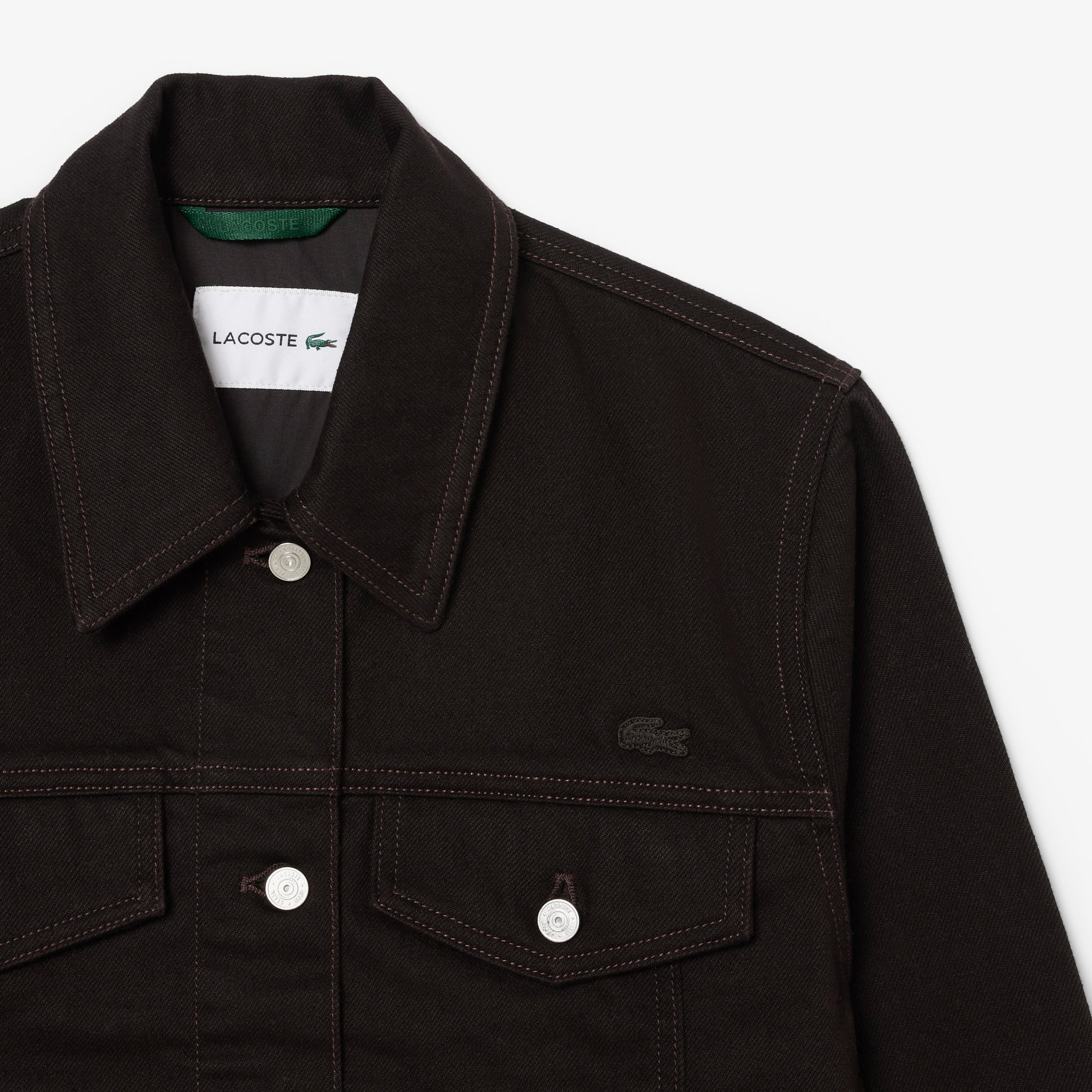 Lacoste Kadın Slim Fit Denim Koyu Kahverengi Ceket görsel 6