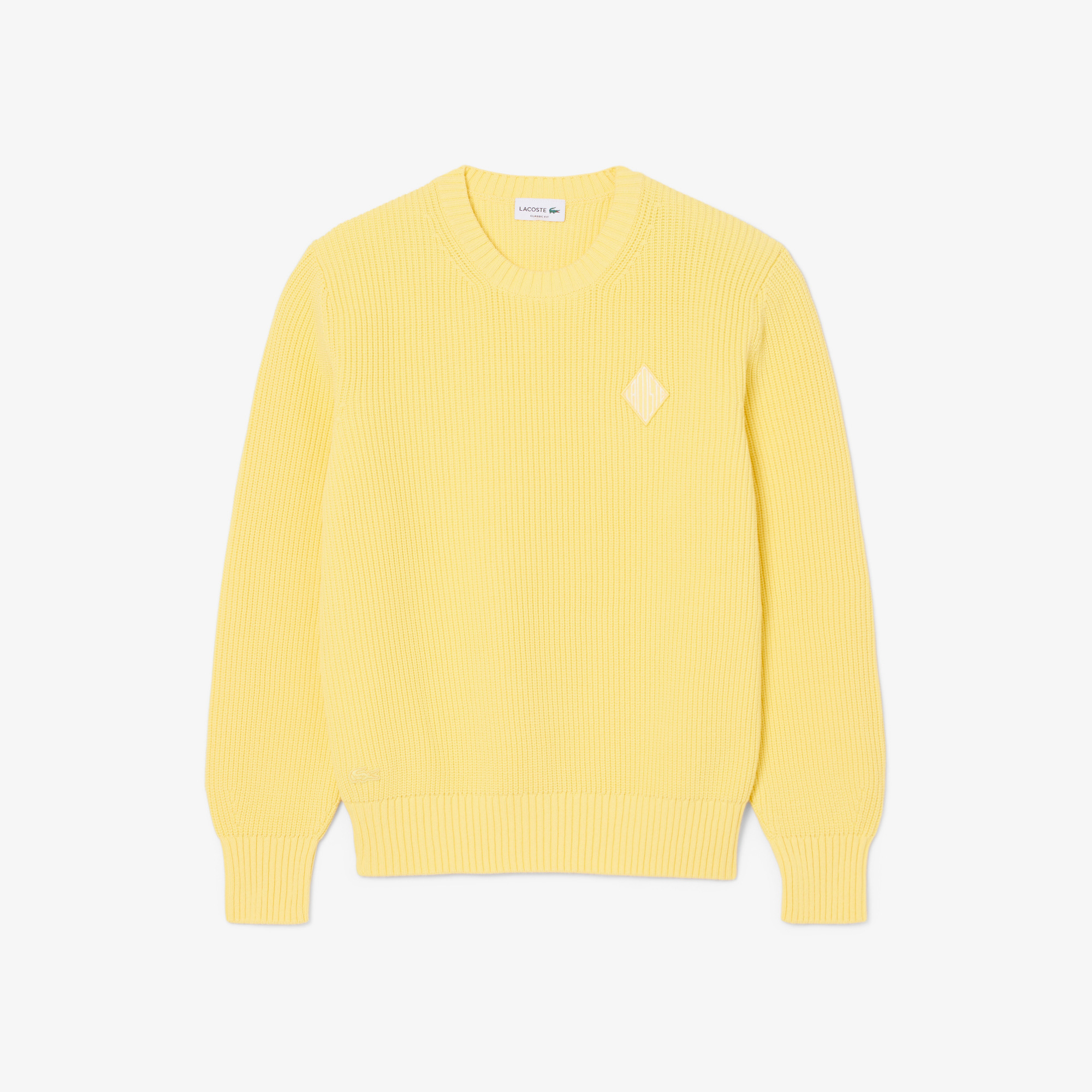Lacoste Erkek Classic Fit Bisiklet Yaka Sarı Kazak görsel 5