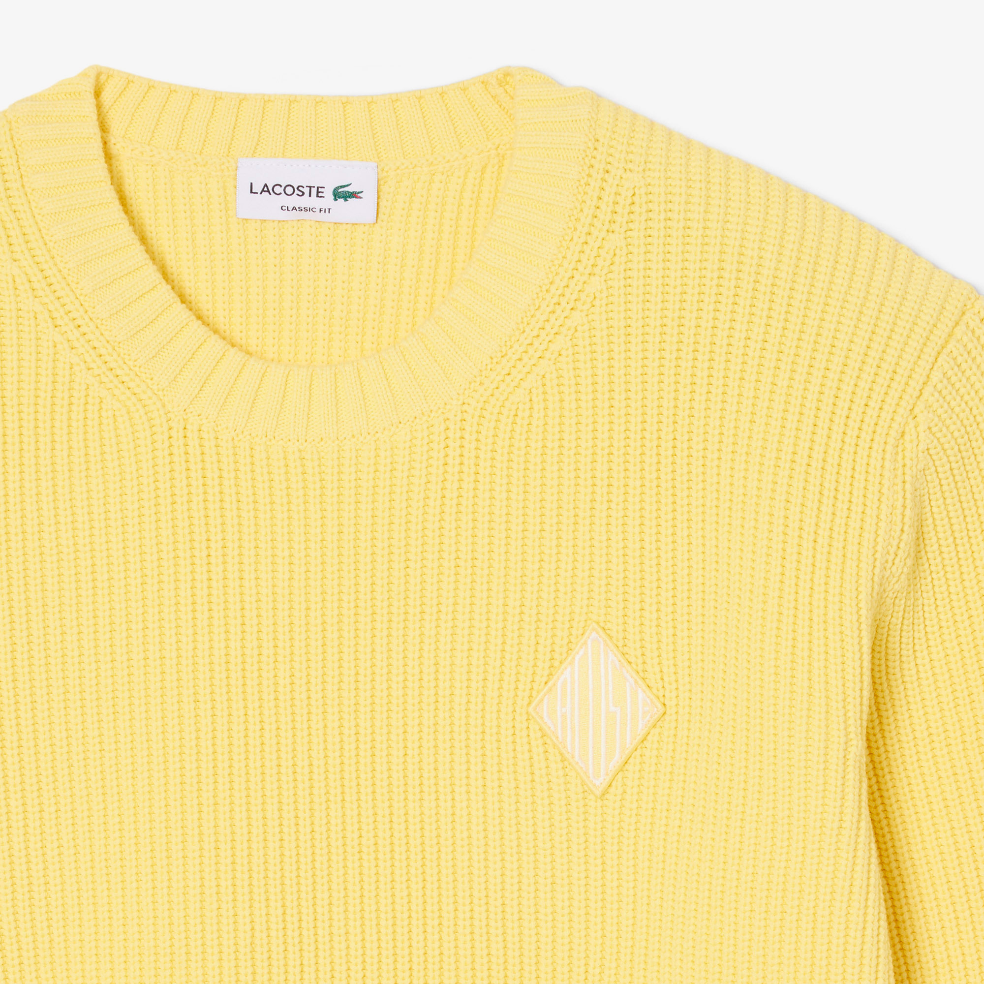 Lacoste Erkek Classic Fit Bisiklet Yaka Sarı Kazak görsel 6