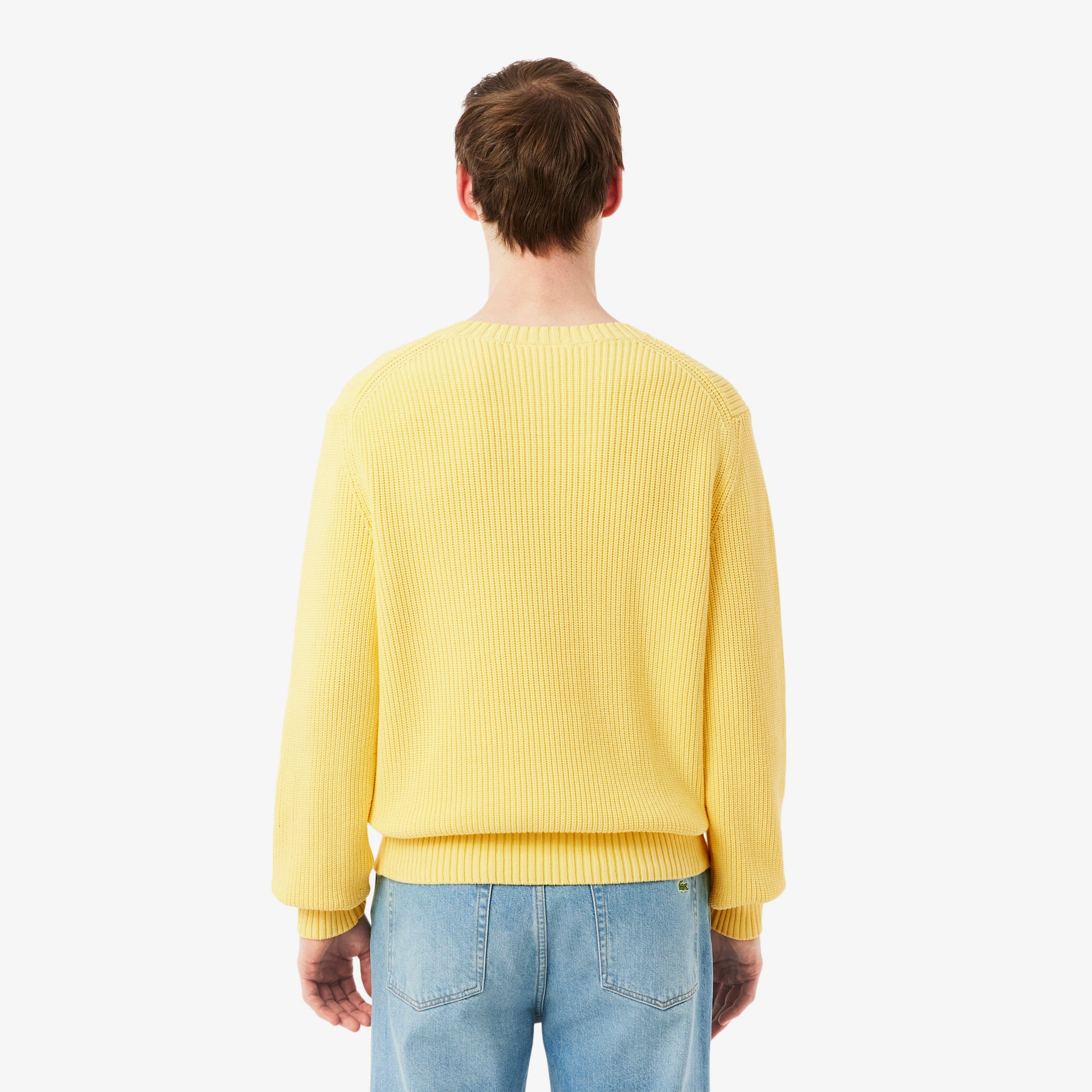 Erkek Classic Fit Bisiklet Yaka Sarı Kazak