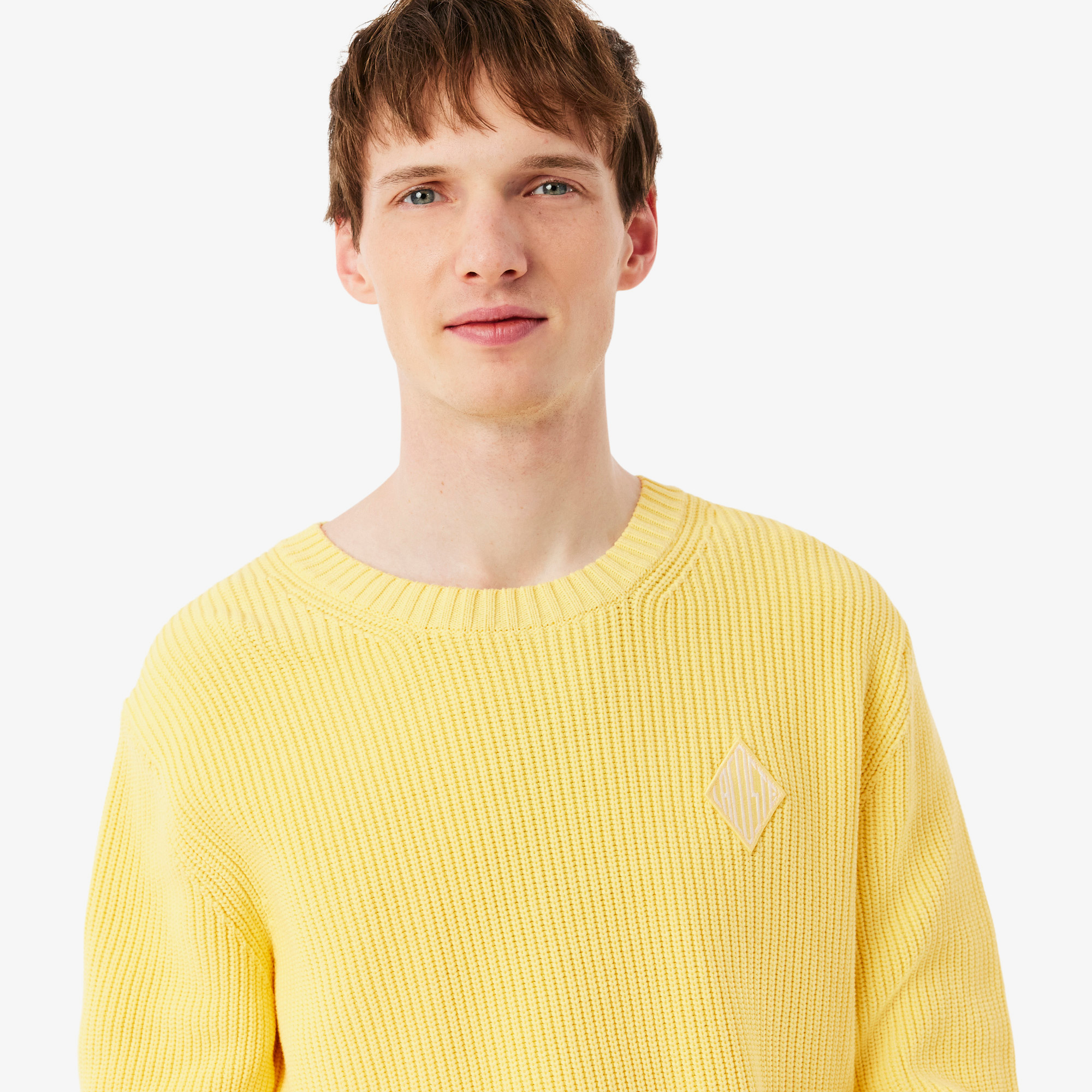 Lacoste Erkek Classic Fit Bisiklet Yaka Sarı Kazak görsel 2