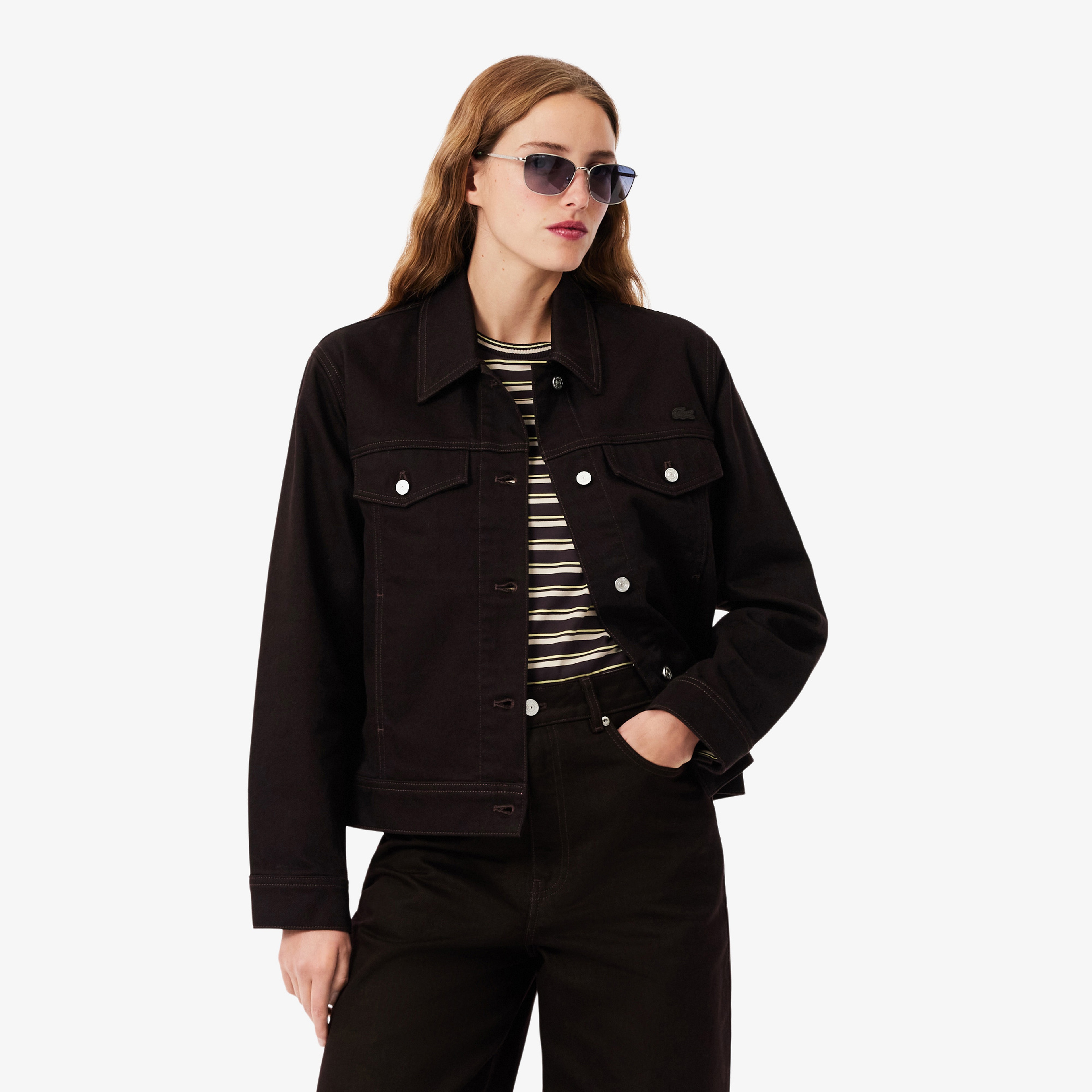 Kadın Slim Fit Denim Koyu Kahverengi Ceket