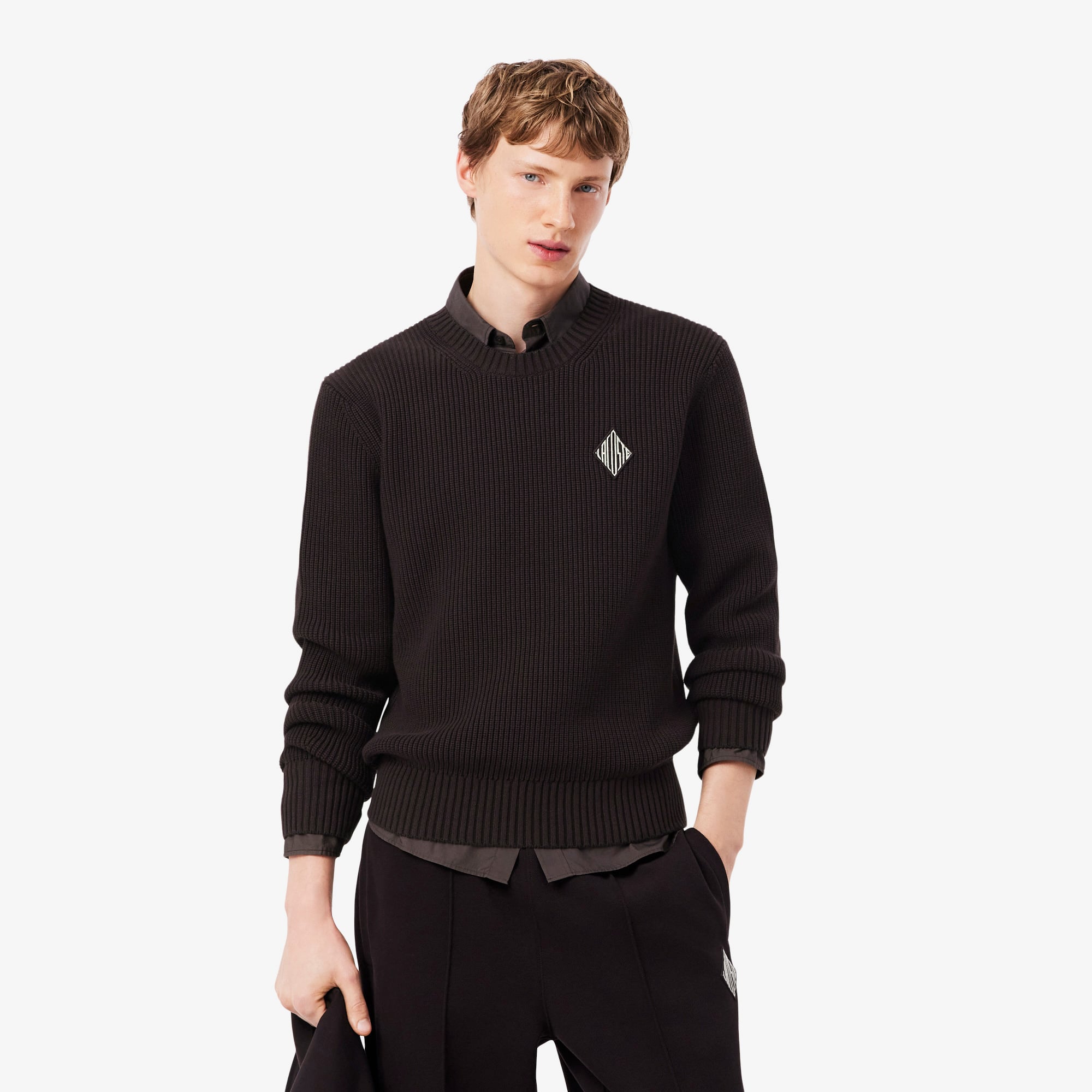 Lacoste Erkek Classic Fit Bisiklet Yaka Kahverengi Kazak
