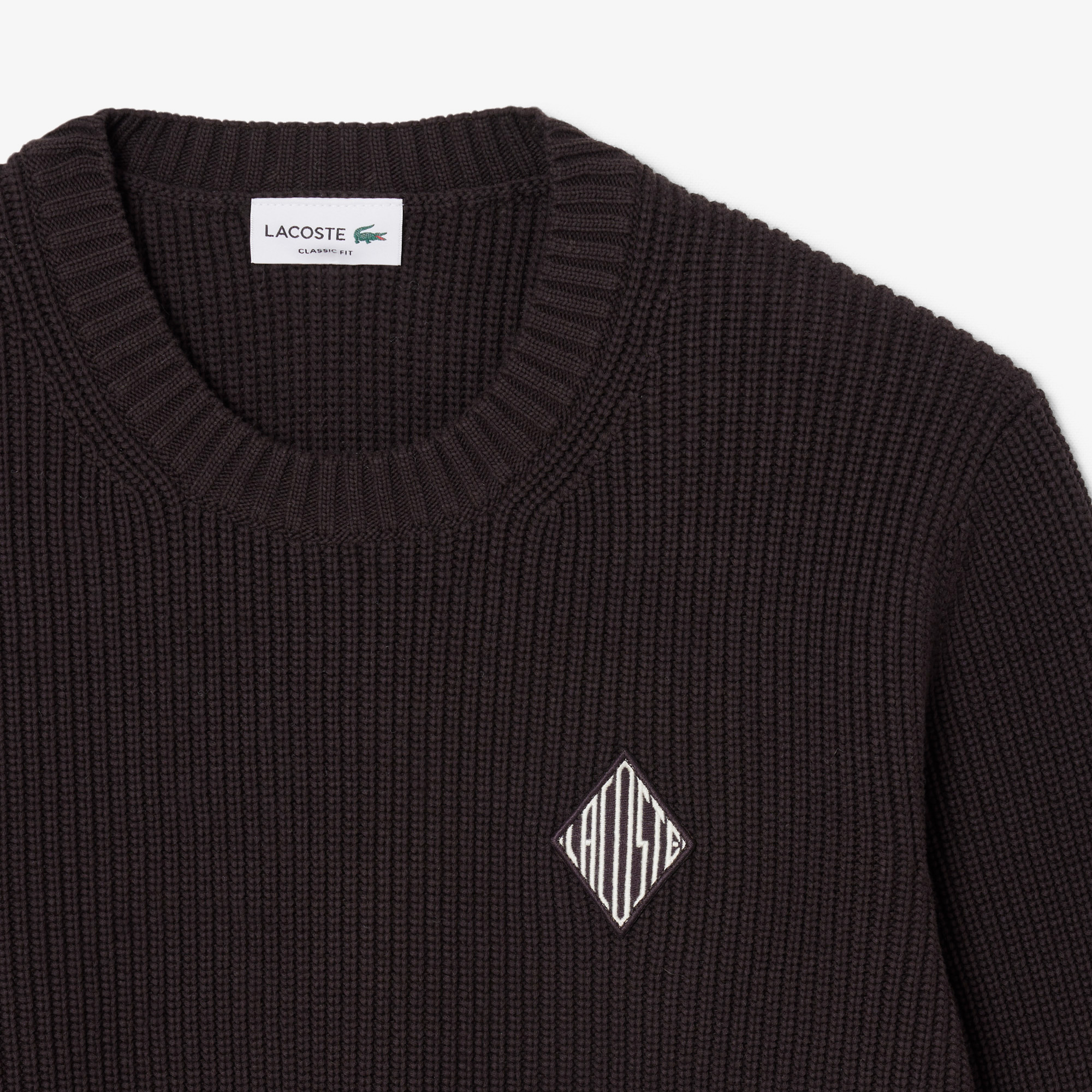 Lacoste Erkek Classic Fit Bisiklet Yaka Kahverengi Kazak görsel 5