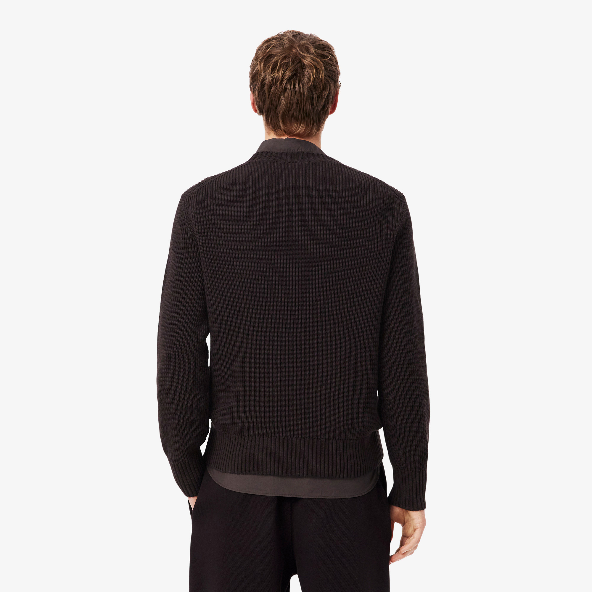 Lacoste Erkek Classic Fit Bisiklet Yaka Kahverengi Kazak görsel 3