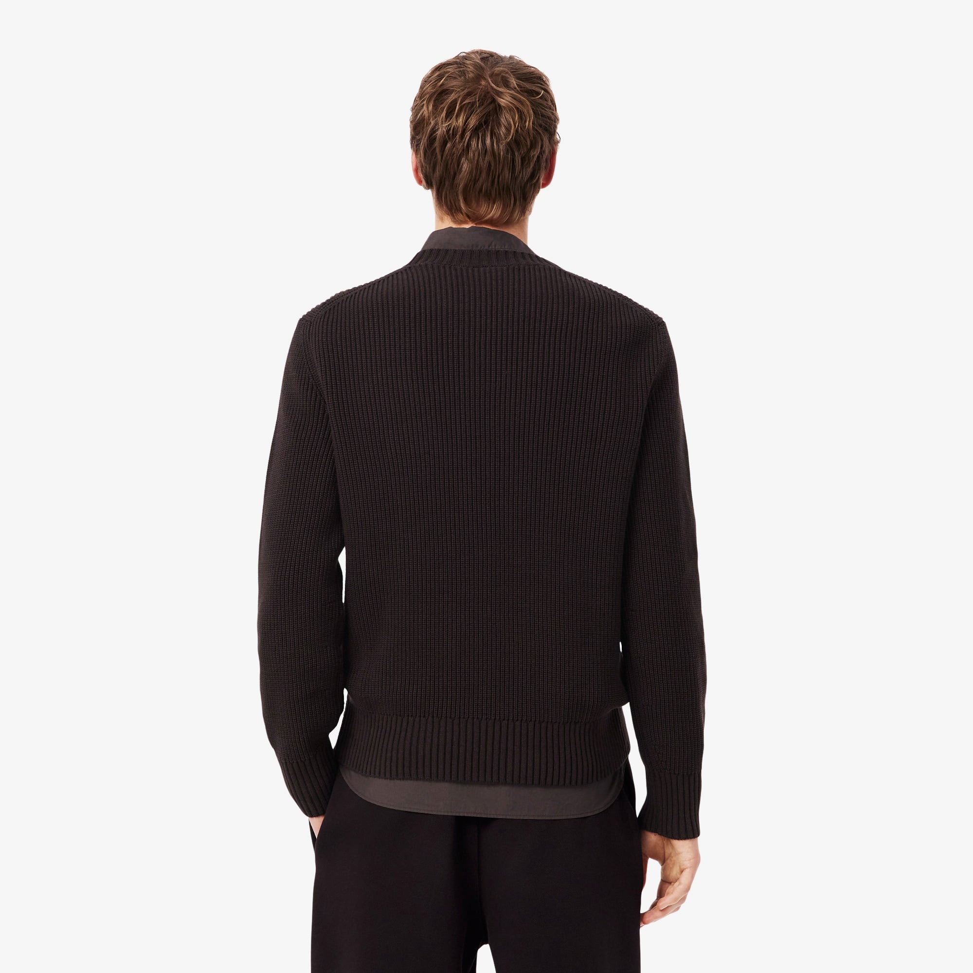 Erkek Classic Fit Bisiklet Yaka Kahverengi Kazak