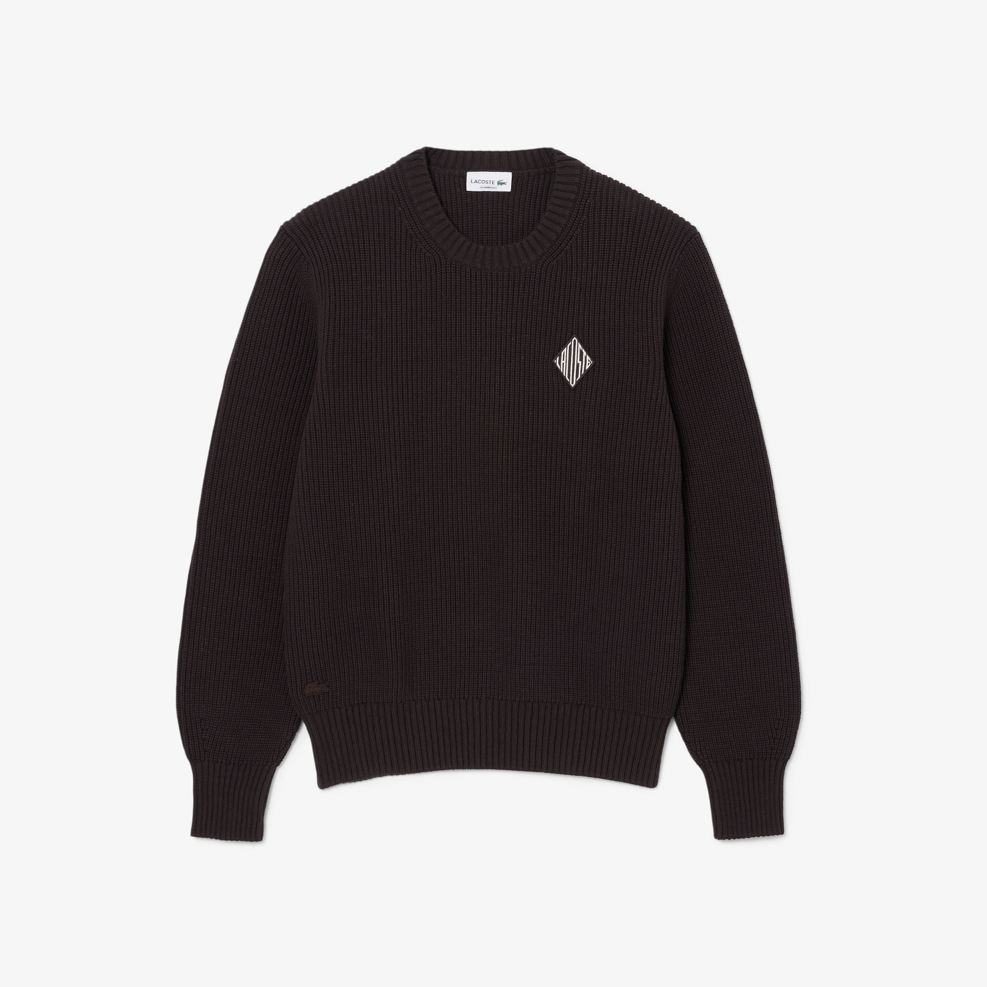 Lacoste Erkek Classic Fit Bisiklet Yaka Kahverengi Kazak görsel 4
