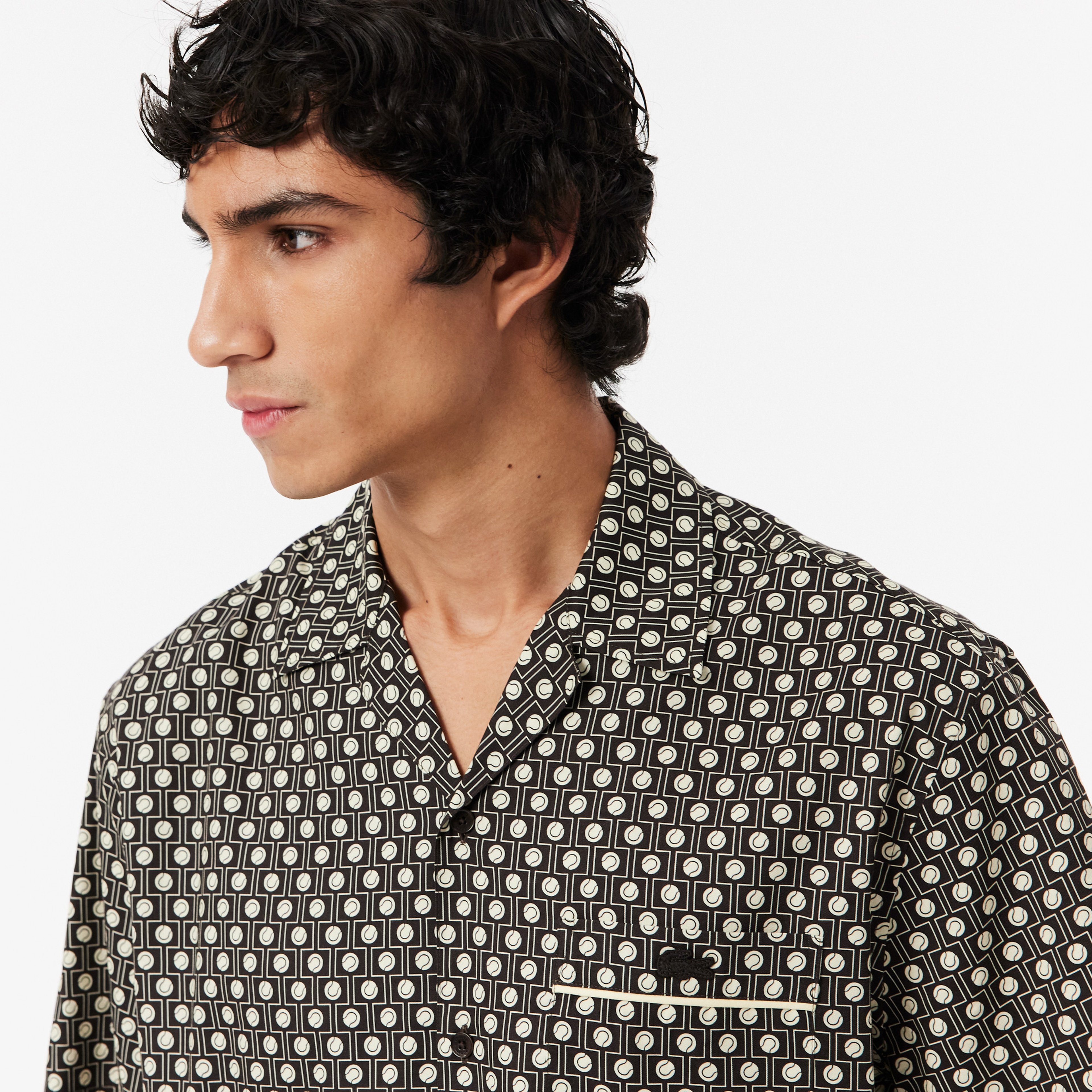 Erkek Relaxed Fit Kısa Kollu Desenli Kahverengi Gömlek