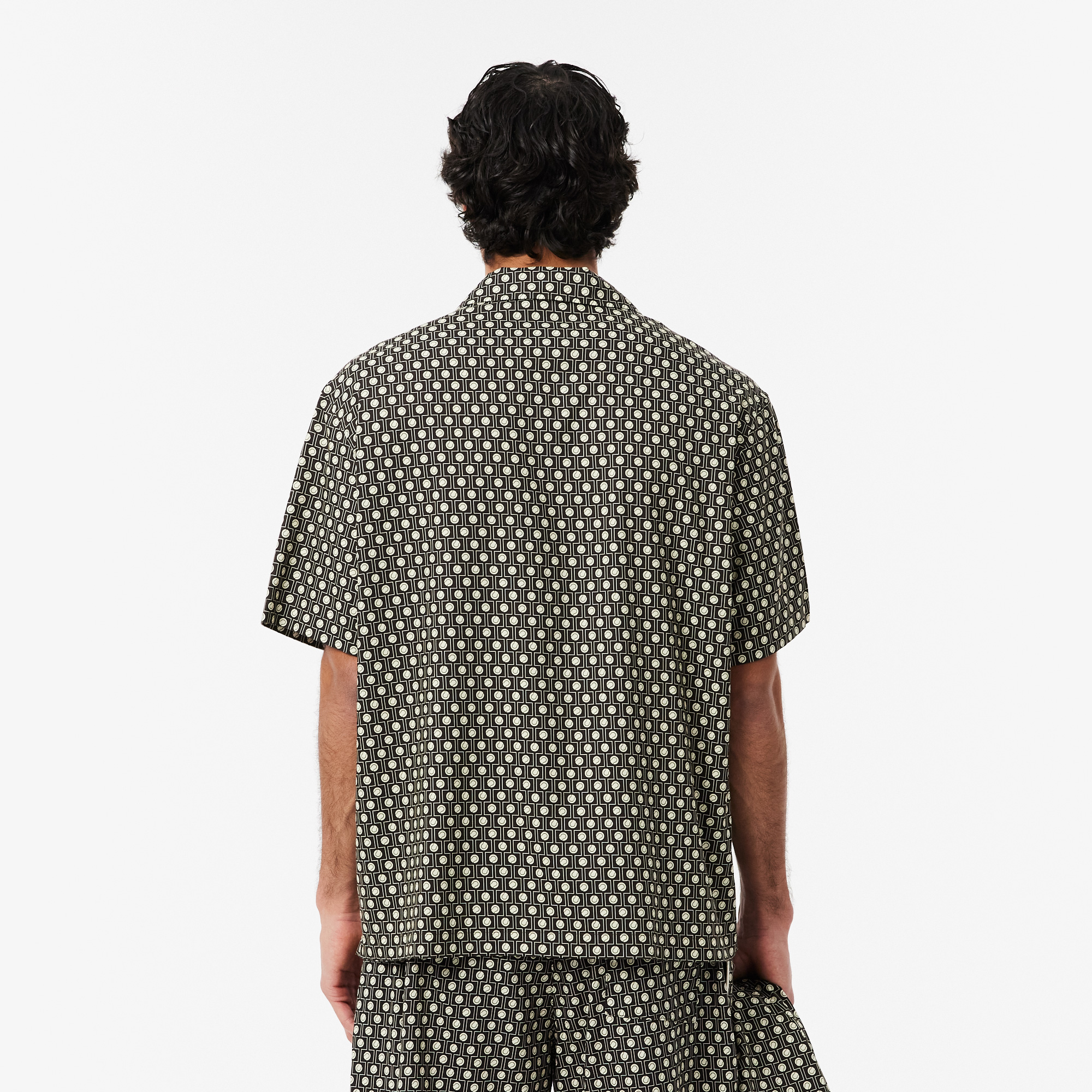 Lacoste Erkek Relaxed Fit Kısa Kollu Desenli Kahverengi Gömlek görsel 3