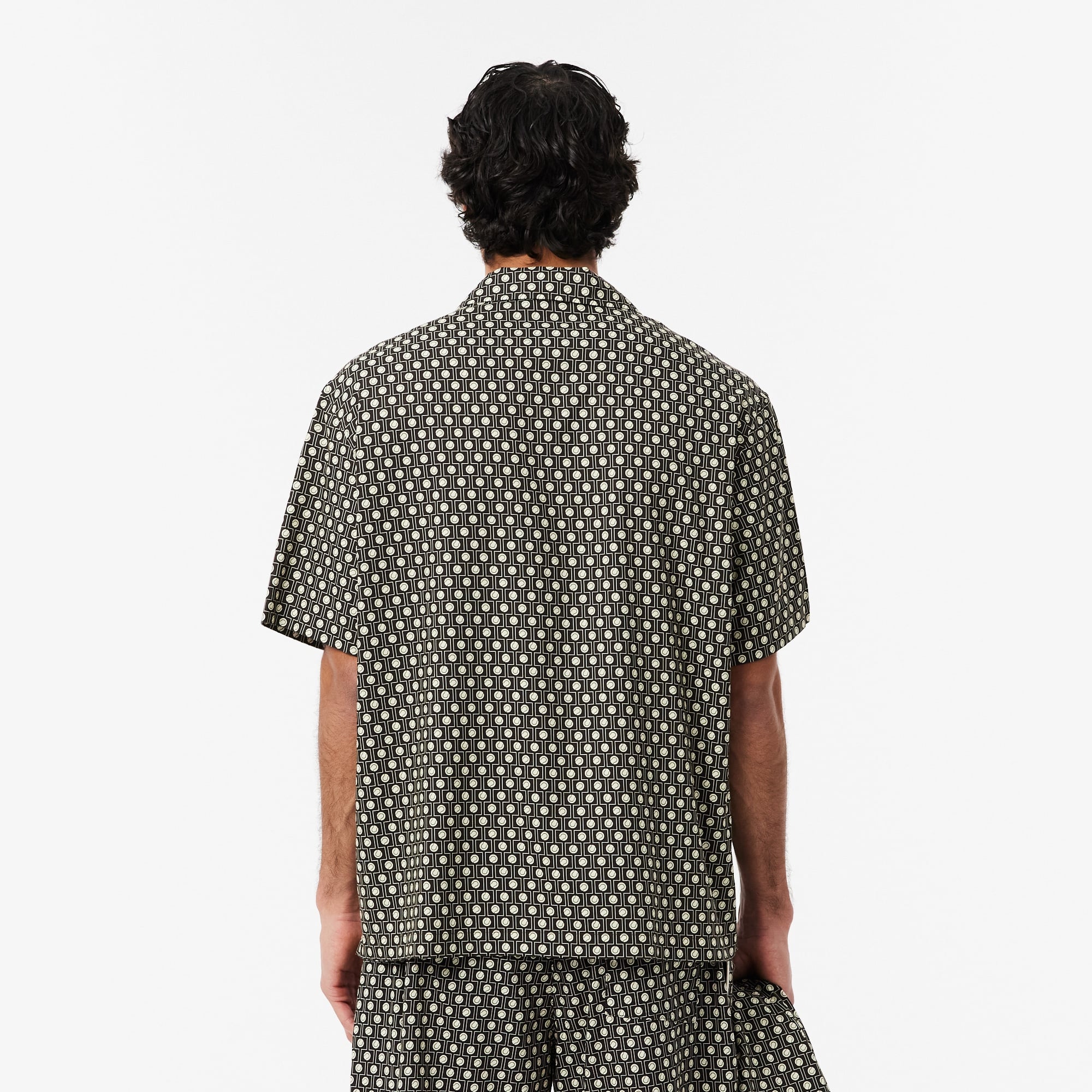 Erkek Relaxed Fit Kısa Kollu Desenli Kahverengi Gömlek