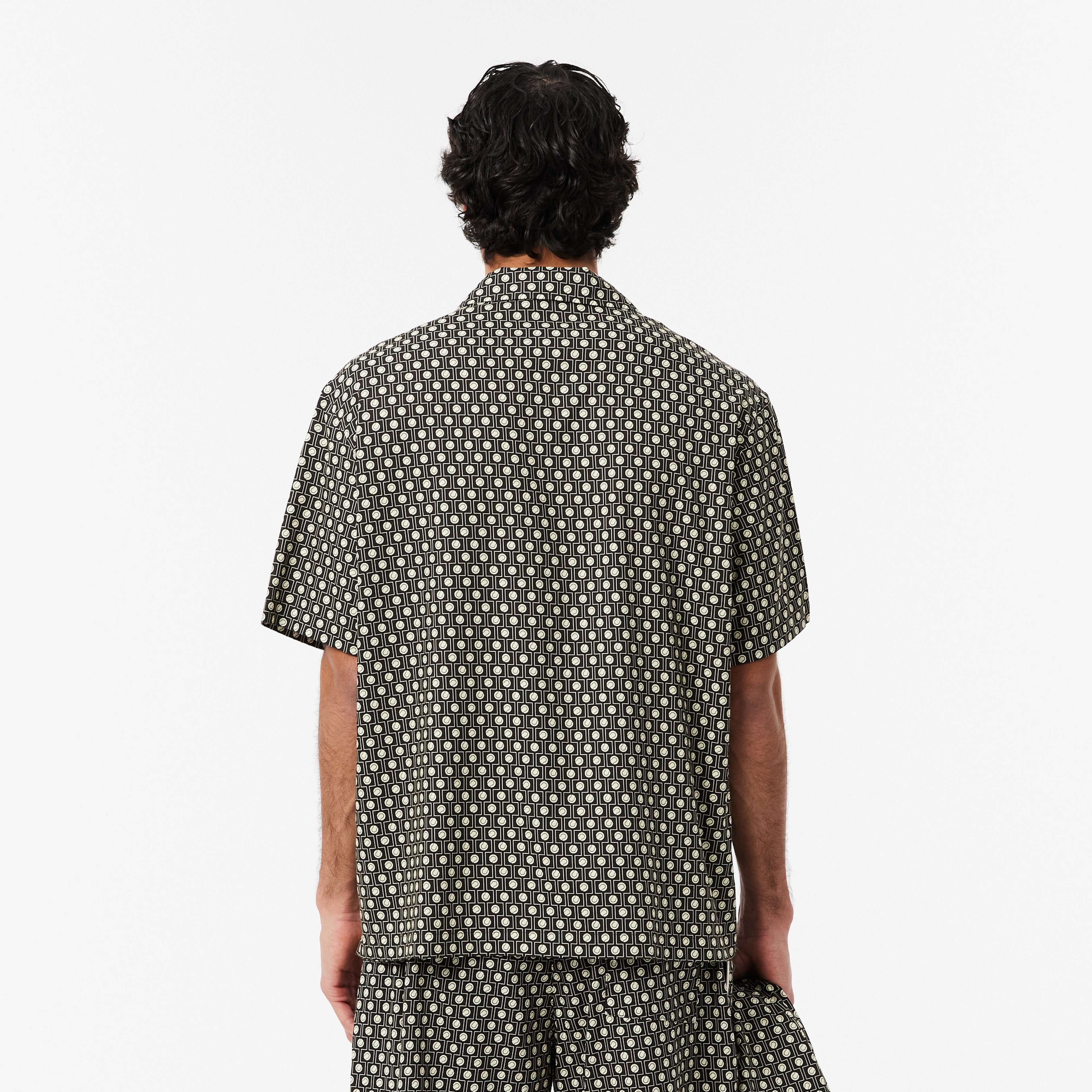 Erkek Relaxed Fit Kısa Kollu Desenli Kahverengi Gömlek