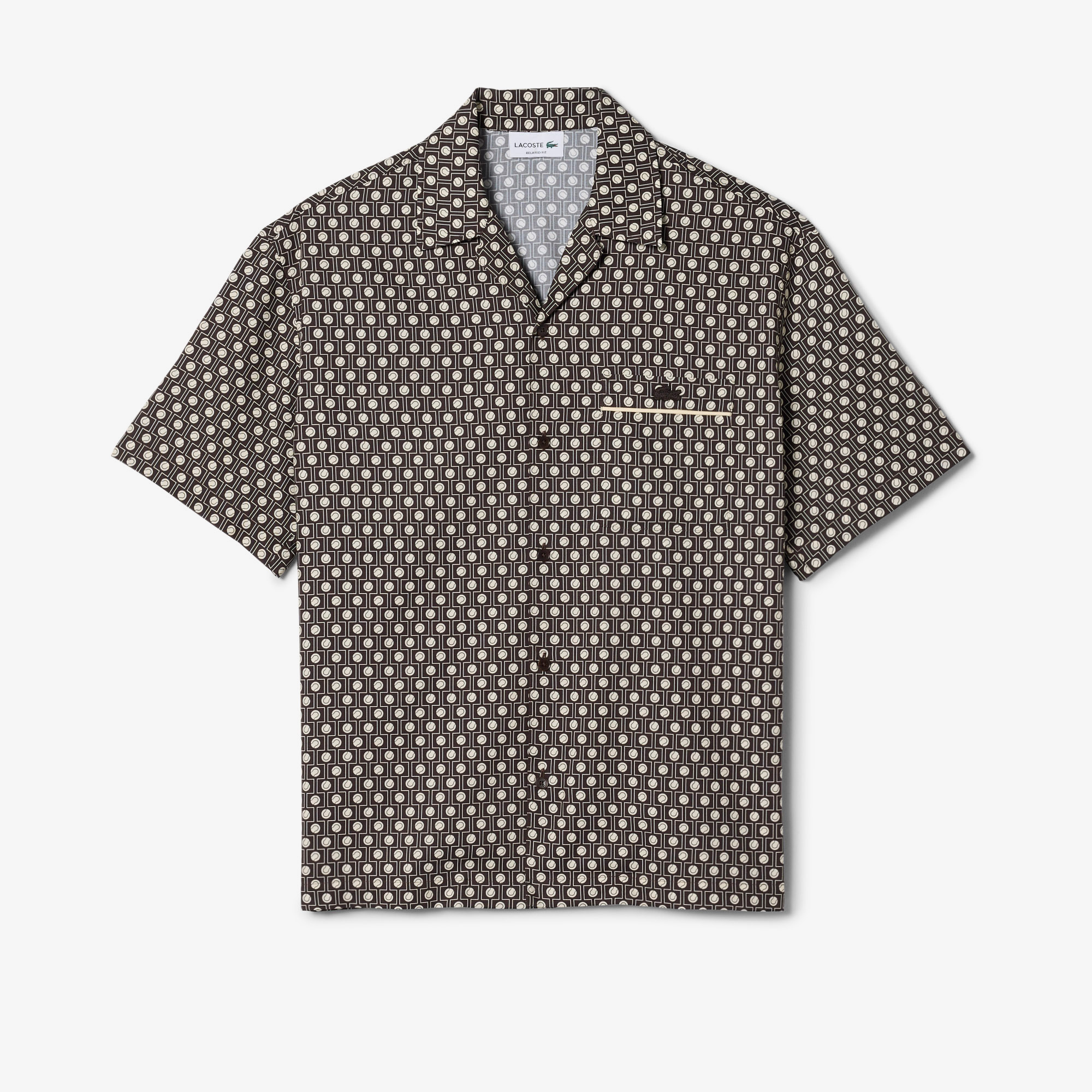 Lacoste Erkek Relaxed Fit Kısa Kollu Desenli Kahverengi Gömlek görsel 5