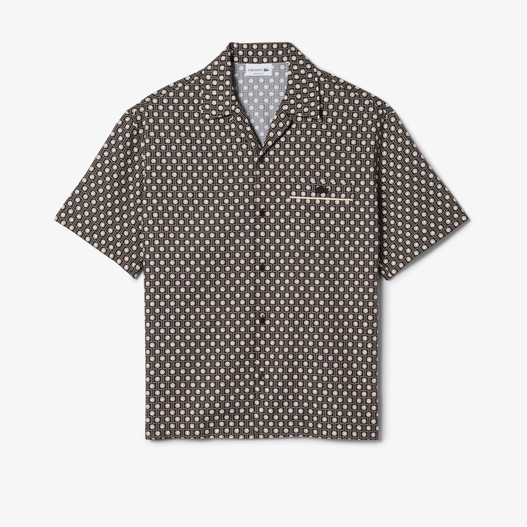 Erkek Relaxed Fit Kısa Kollu Desenli Kahverengi Gömlek