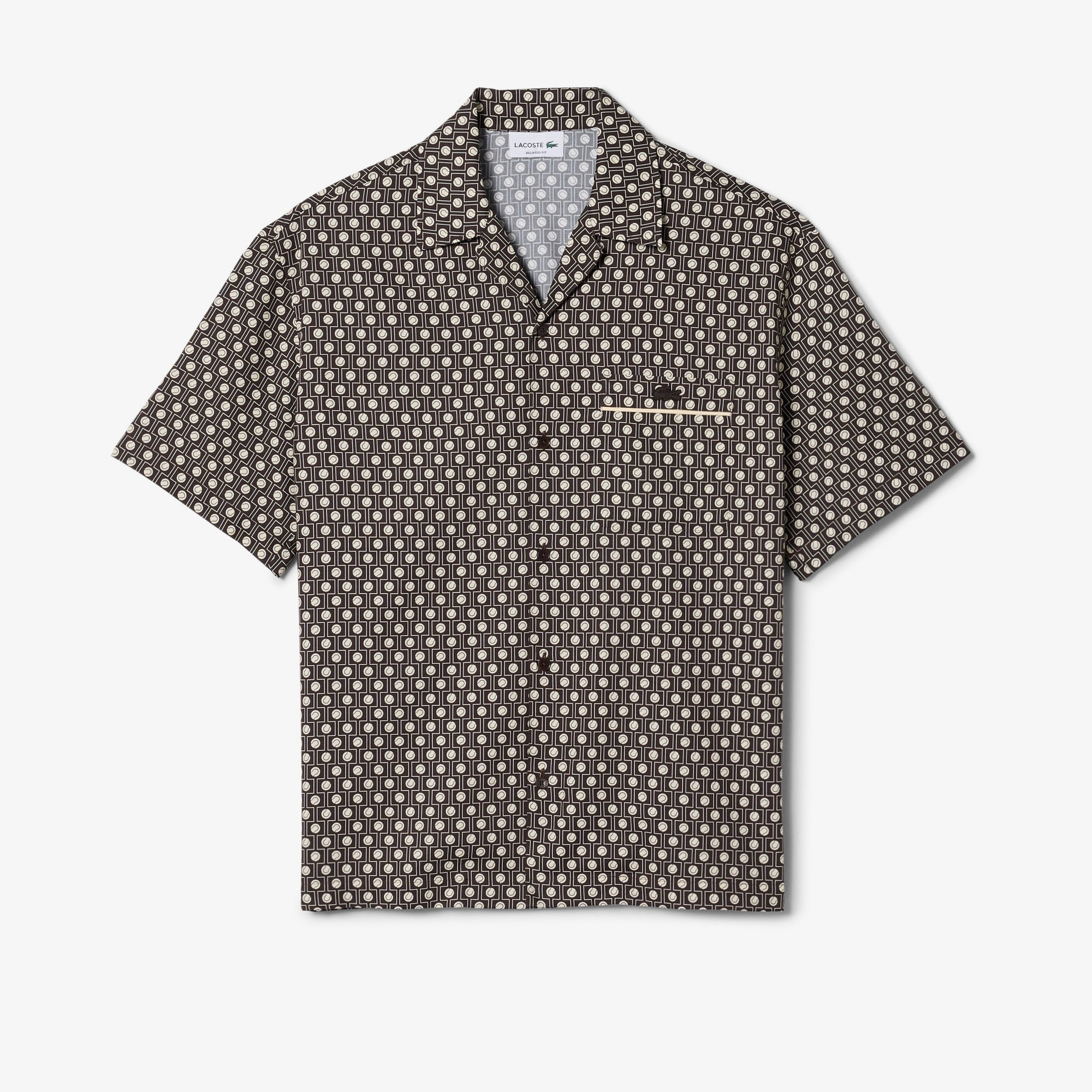 Erkek Relaxed Fit Kısa Kollu Desenli Kahverengi Gömlek