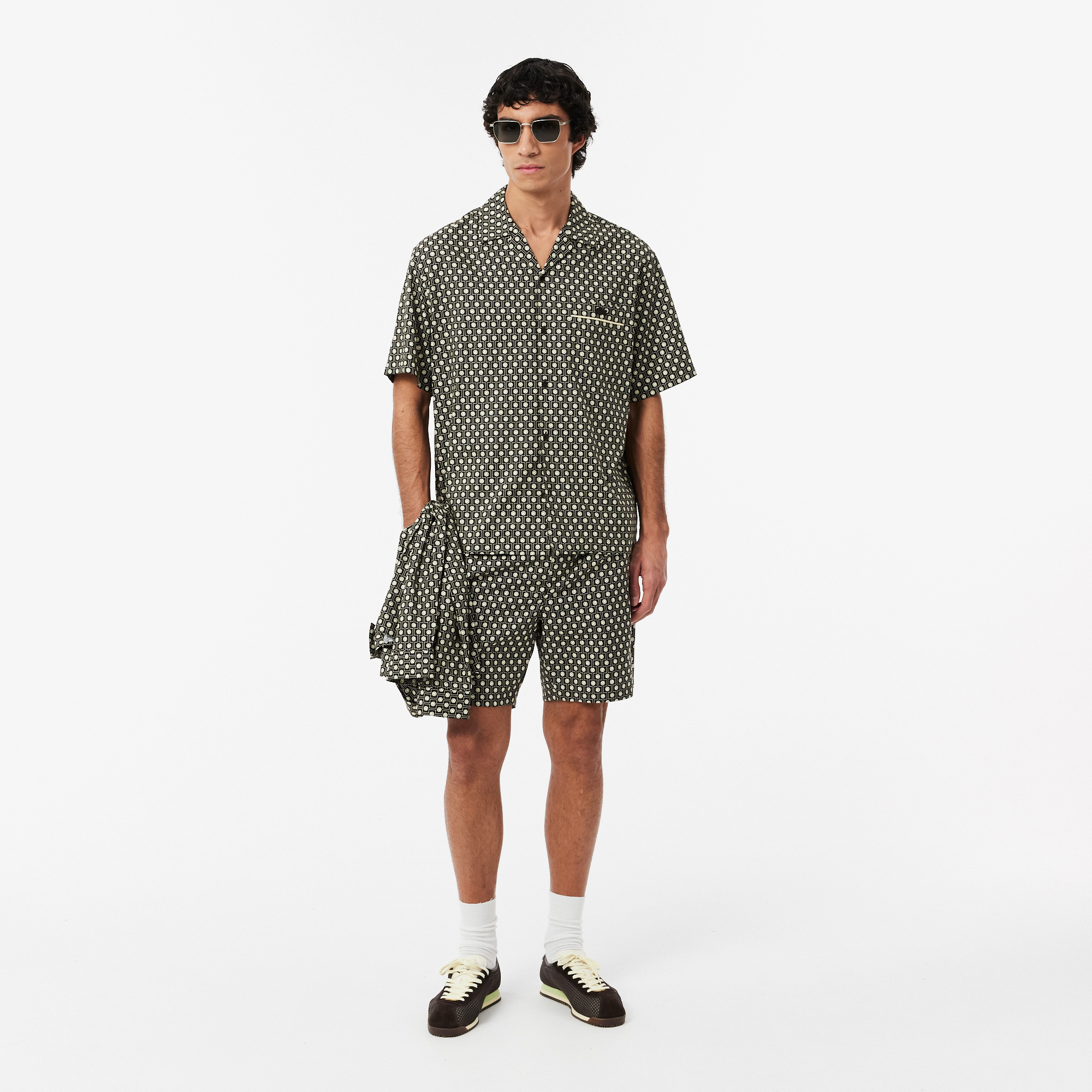 Lacoste Erkek Relaxed Fit Kısa Kollu Desenli Kahverengi Gömlek görsel 4