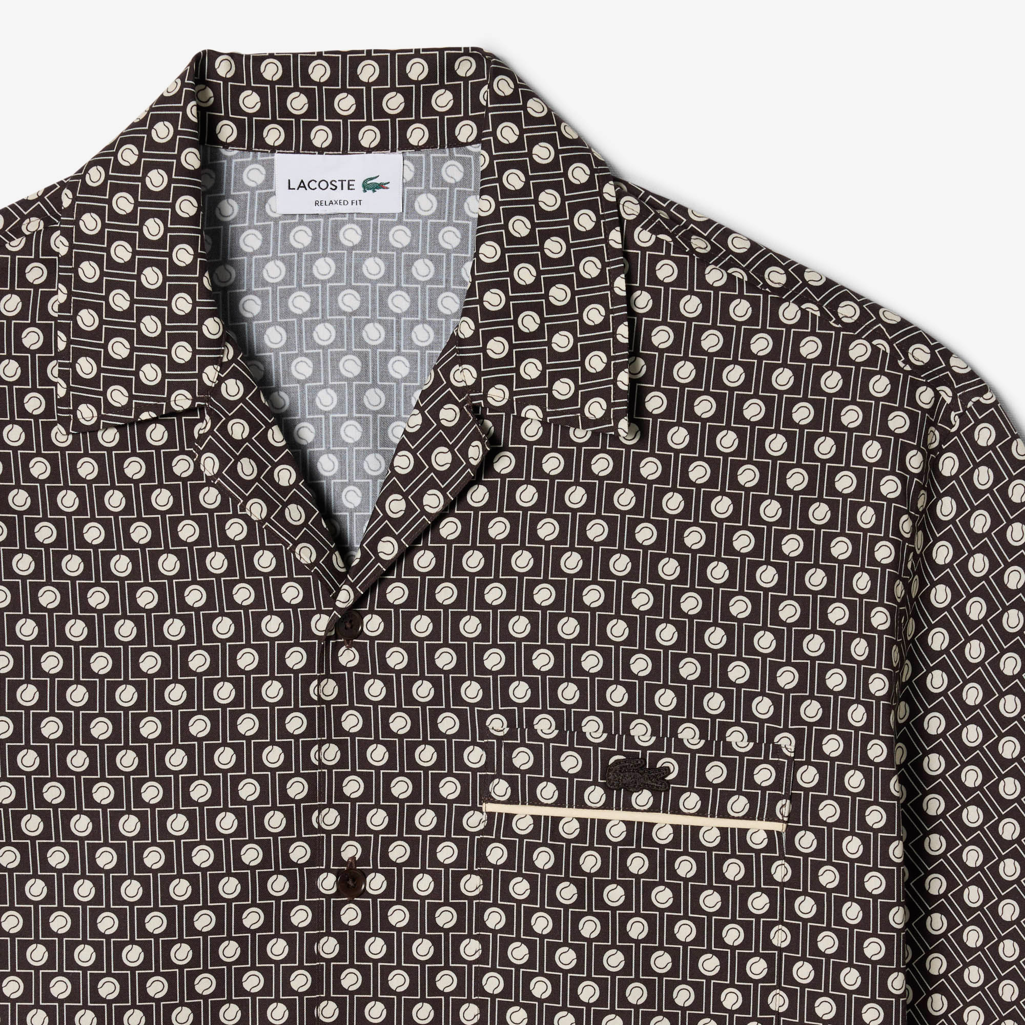 Lacoste Erkek Relaxed Fit Kısa Kollu Desenli Kahverengi Gömlek görsel 6