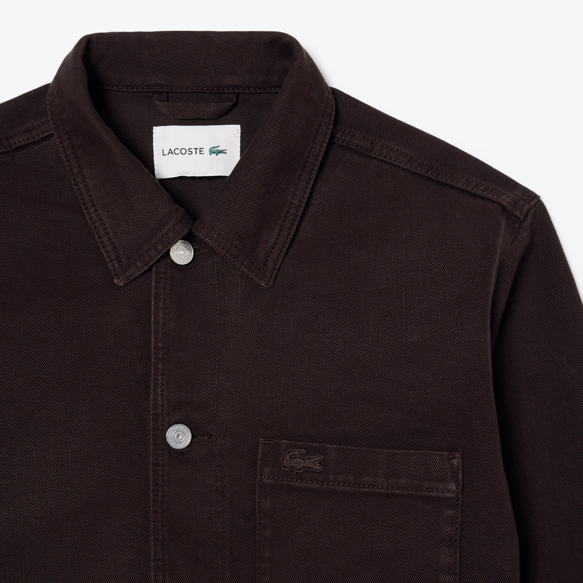 Lacoste Erkek Oversize Fit Denim Koyu Kahverengi Dış Gömlek görsel 2