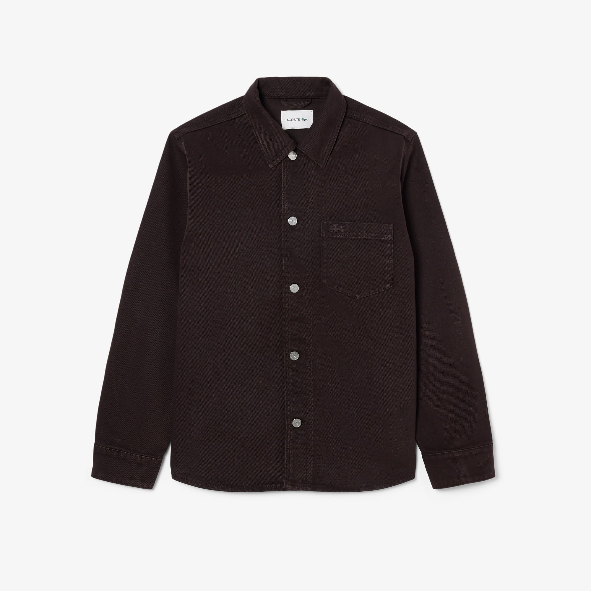 Lacoste Erkek Oversize Fit Denim Koyu Kahverengi Dış Gömlek